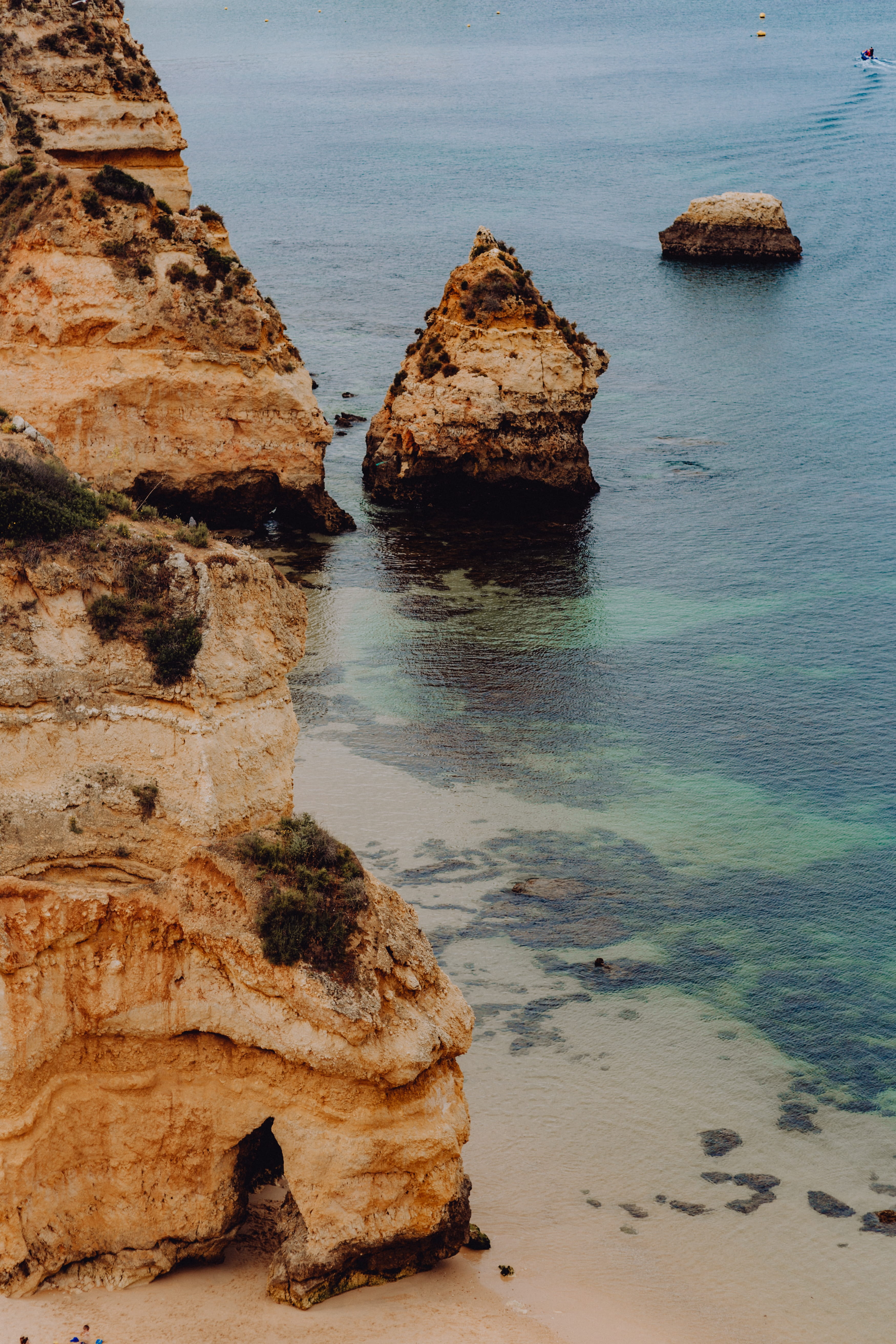 outdoors, stack rock, camilo, beach, vacations, waterscape, solid, praia, 5K, non-urban scene, water, no people, summer, vacation, sea, Europe, ocean, Phone HD Wallpaper