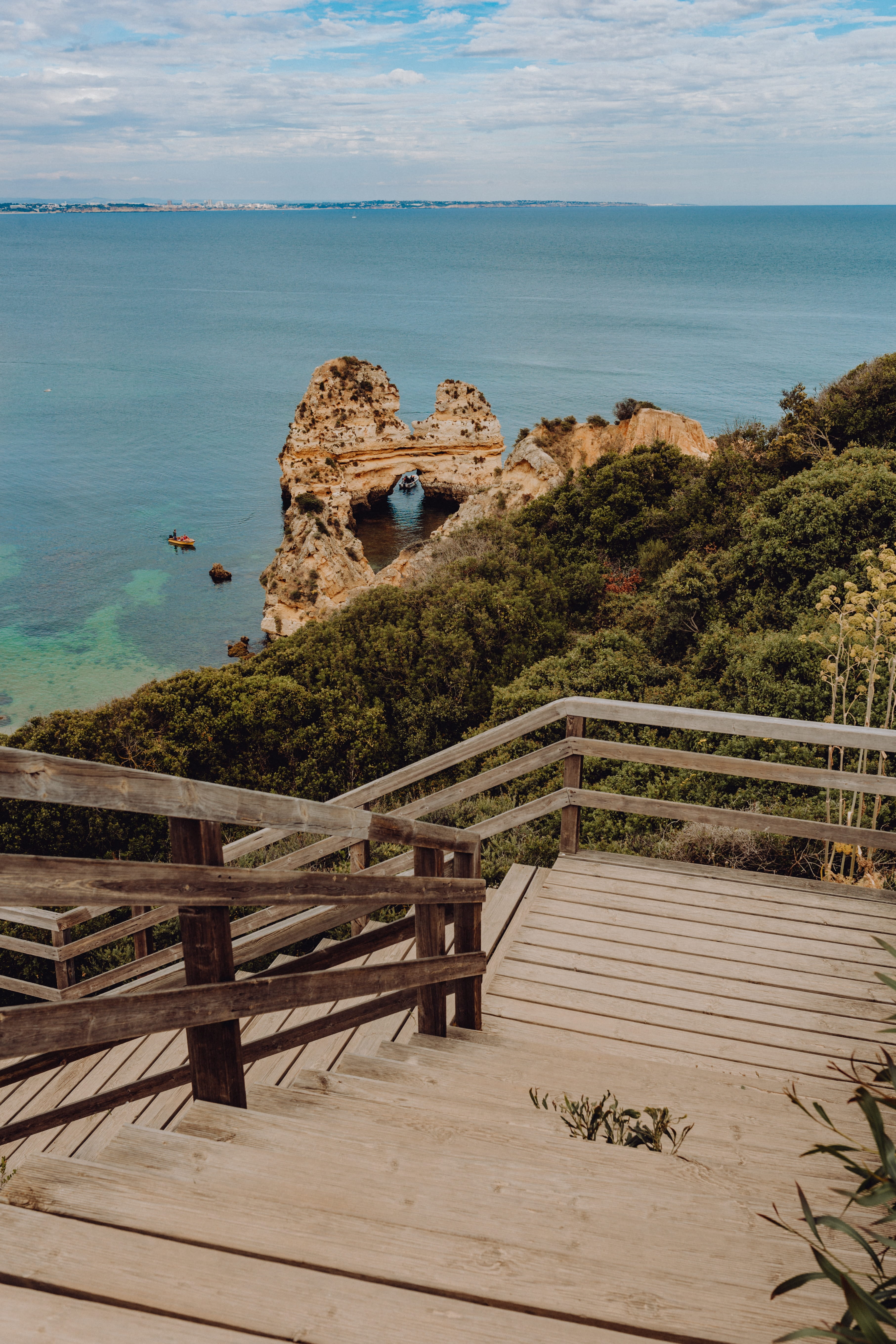land, algarve, seaside, high angle view, Europe, railing, 5K, beach, tranquil scene, vacation, beauty in nature, waterscape, Lagos, horizon over water, Phone HD Wallpaper