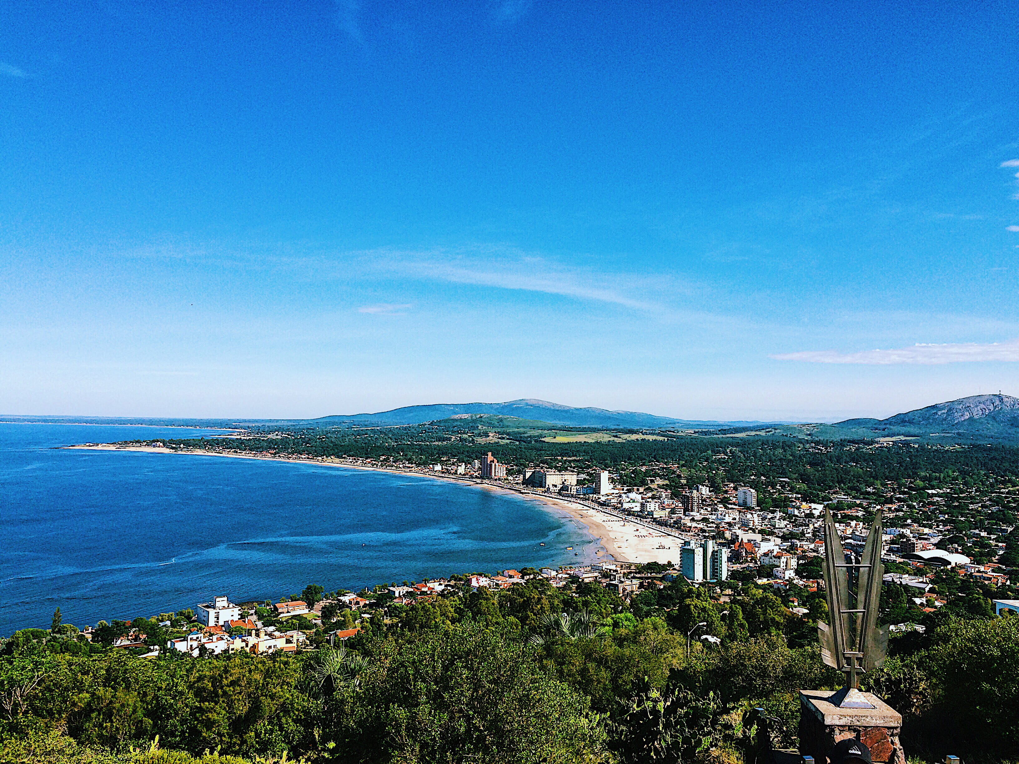 land, water, built structure, no people, travel destinations, uruguay, mountain, scenics - nature, green, plant, ocean, piriápolis, tree, outdoors, high angle view, HD Wallpaper