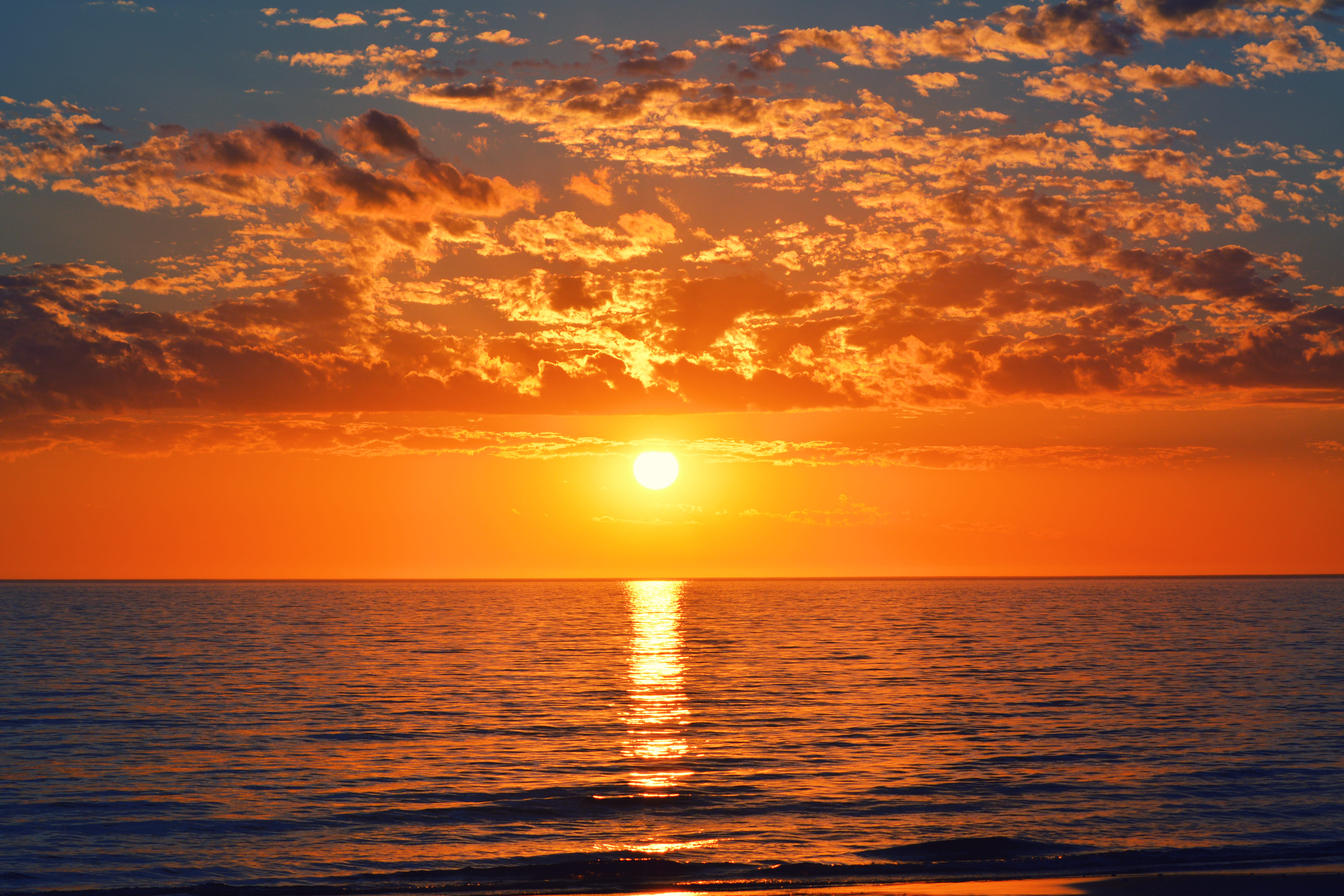 orange, beach, tranquility, uruguay, water, tranquil scene, sunrise, sky, outdoors, heaven, nature, reflection, summer, horizon over water, orange color, HD Wallpaper