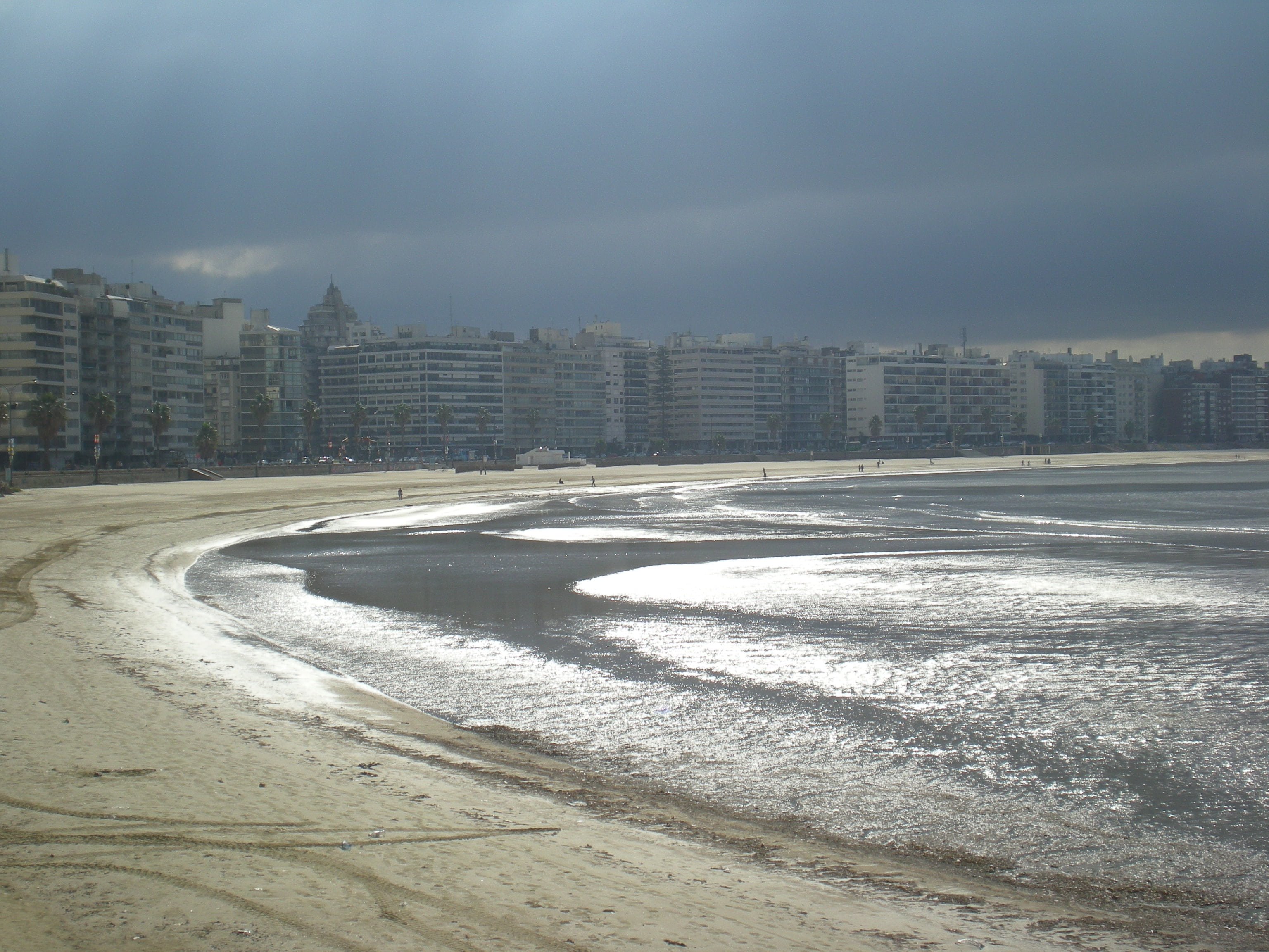 beach, no people, building exterior, skyscraper, built structure, building, snow, 2K, cityscape, cloud - sky, landscape, outdoors, nature, montevideo, HD Wallpaper