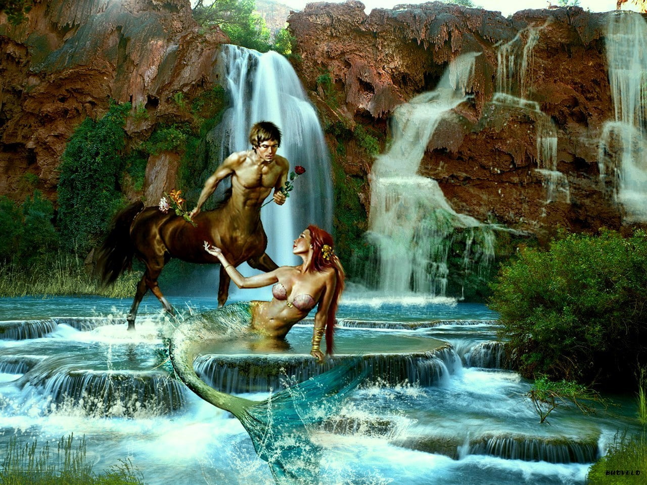 mermaid, fantasy, illustration, 720P, hd, love, centaur, HD Wallpaper
