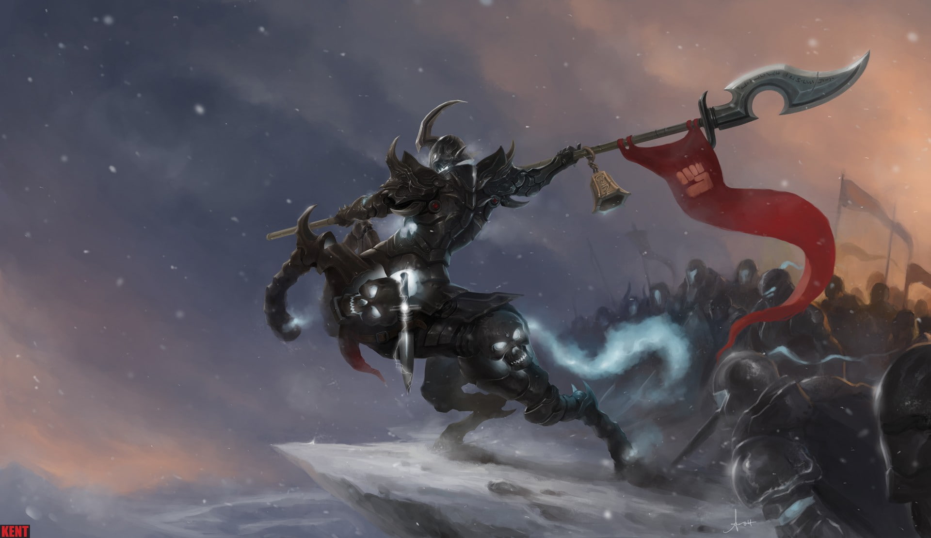 horns, Hecarim, skull, League of Legends, flag, warrior, war, 1080P, Centaurs, HD Wallpaper