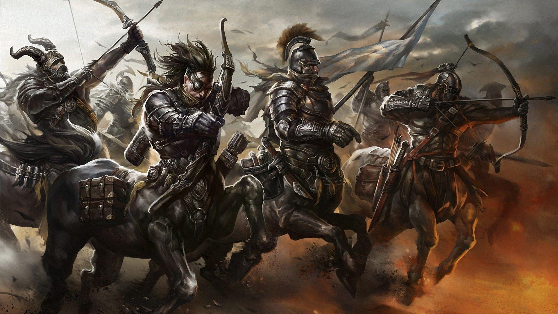 centaurs, graphic, 1920x1080, warriors, fantasy, archer, 1080P, centaur, warrior, HD Wallpaper
