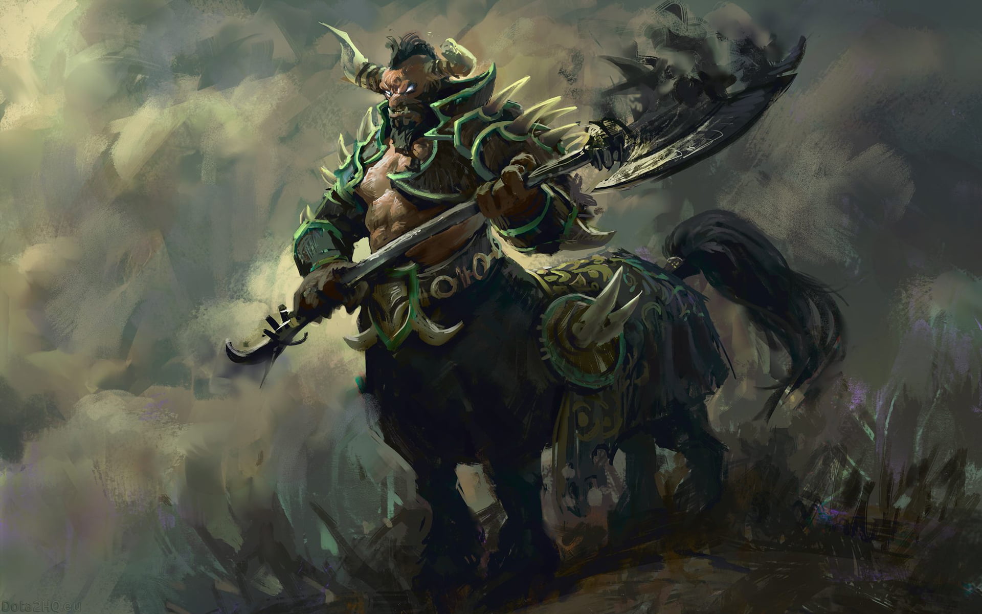 angel, water, day, 1080P, outdoors, horns, backgrounds, abstract, animal wildlife, people, representation, axe, history, motion, art, Warrunner, Dota 2, HD Wallpaper