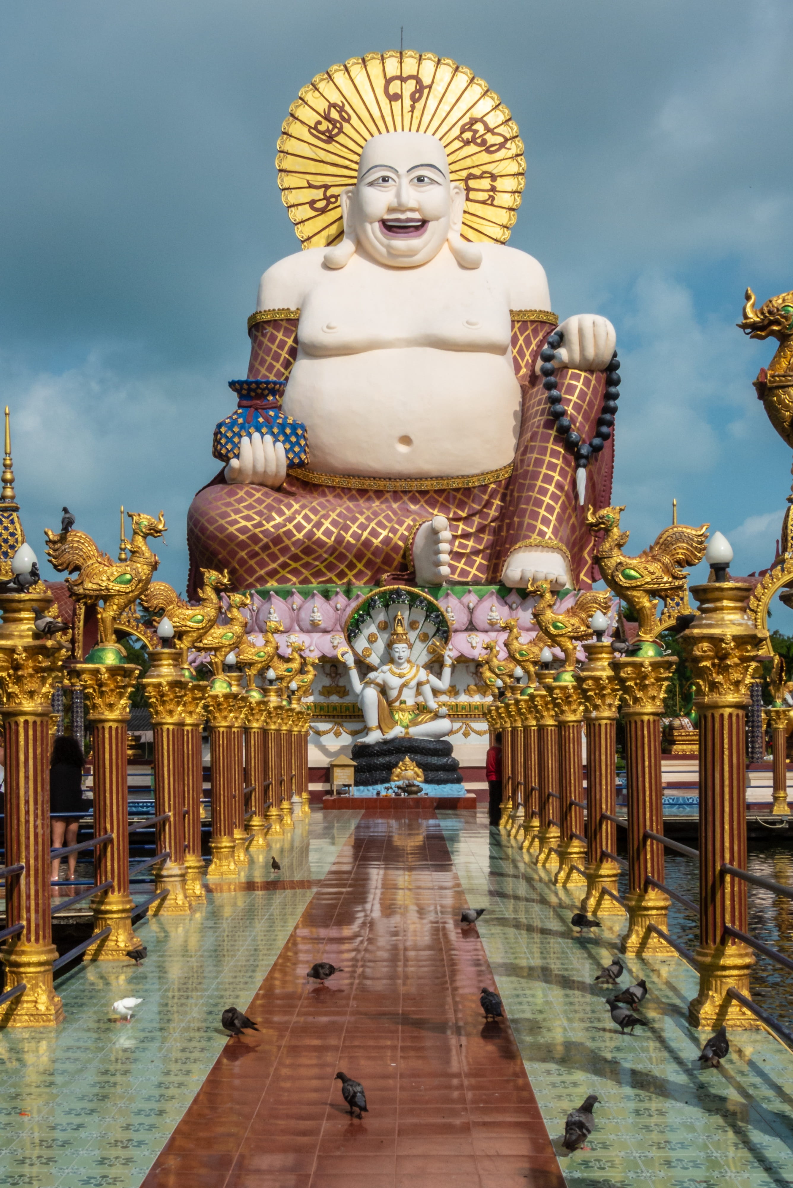 building, wat plai laem, temple complex, belief, architecture, human representation, sculpture, art and craft, ornate, deity, travel, wat, meditation, kho samui, Phone HD Wallpaper
