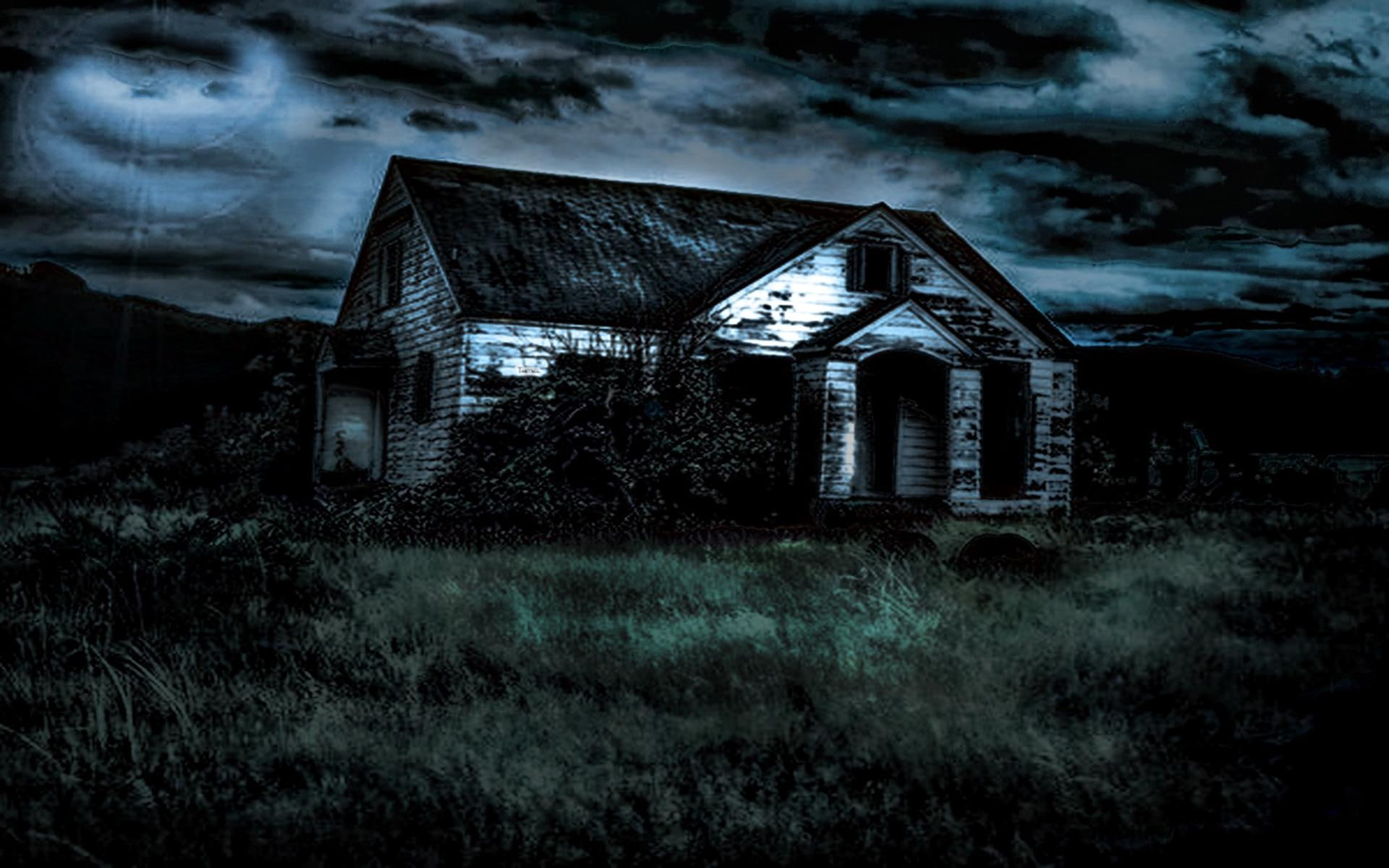 house, 1080P, night, 3d and abstract, scary, good, black, little, HD Wallpaper