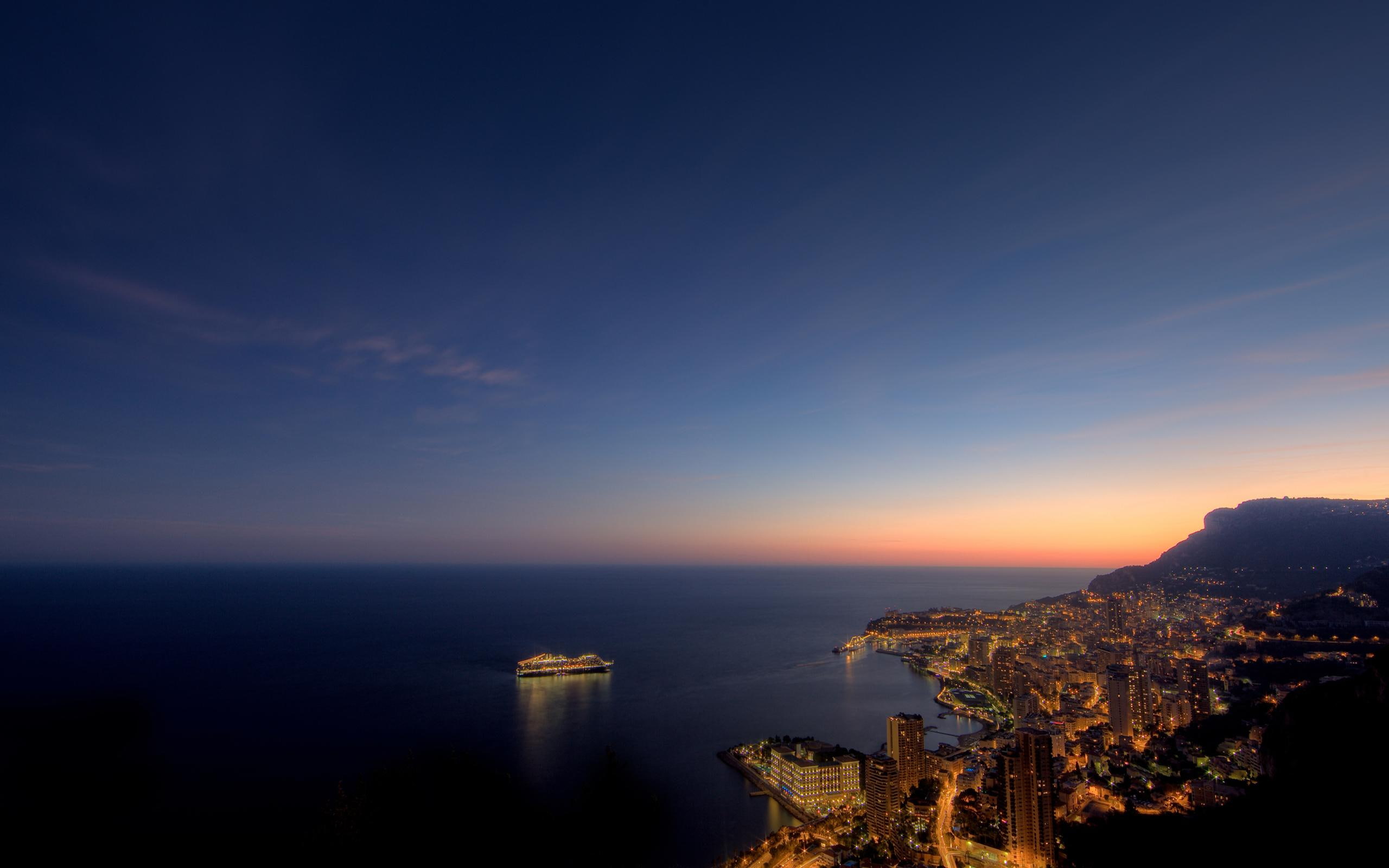 clear, twilight, night, dusk, good, coast, monaco, animals, colors, architecture, 2K, beautiful, modern, city, HD Wallpaper