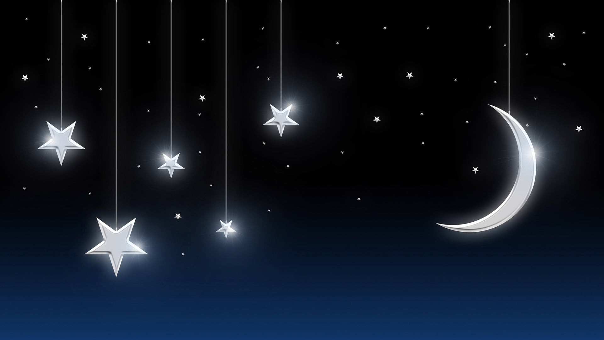nature, lighting equipment, shape, illuminated, night, design, darkness, blue, copy space, luminosity, outdoors, midnight, glowing, star shape, stars, moon, HD Wallpaper