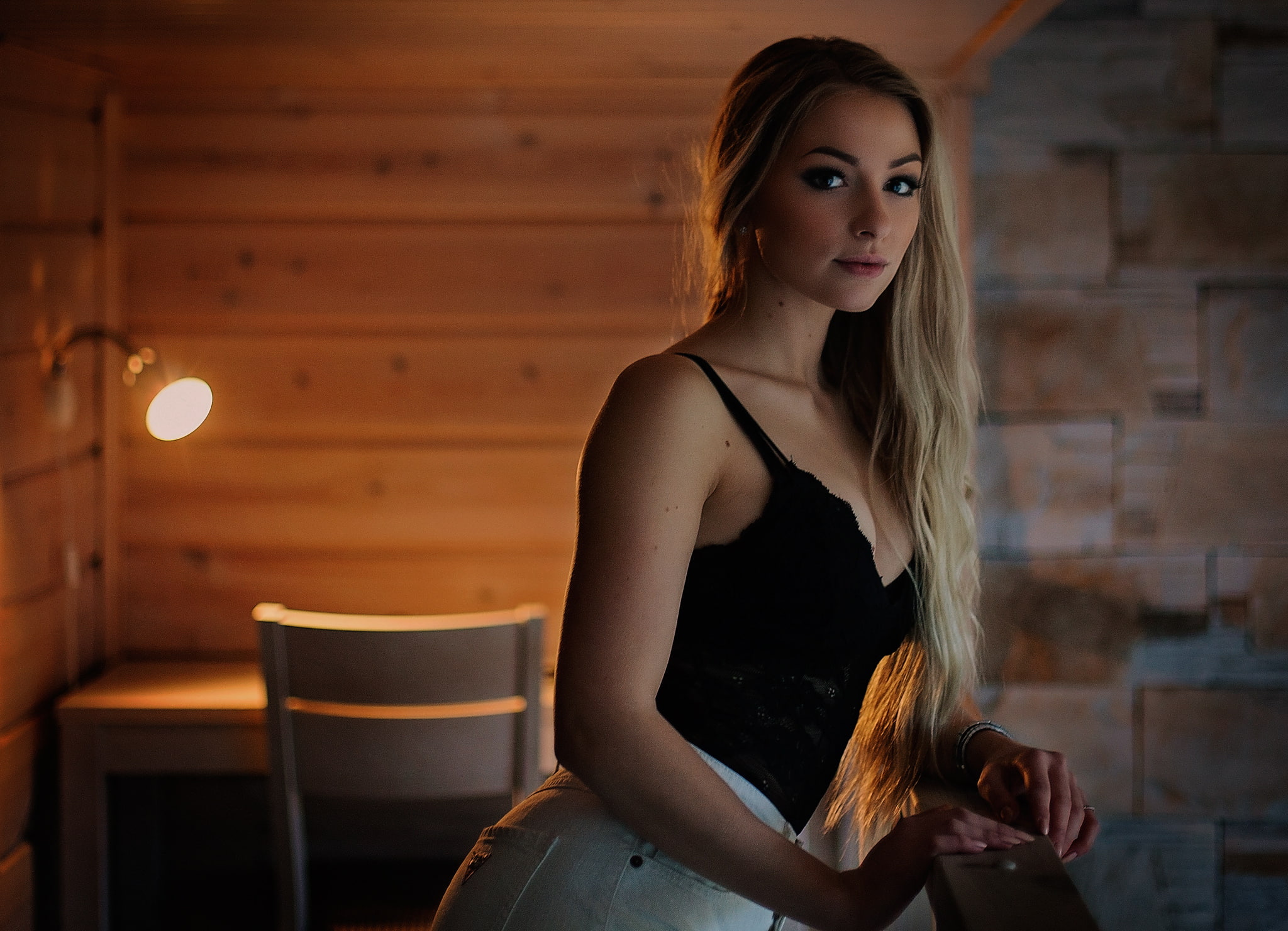 Night, Blonde, Beauty, Mood, View, Girl, 1080P, Shorts, Good, HD Wallpaper