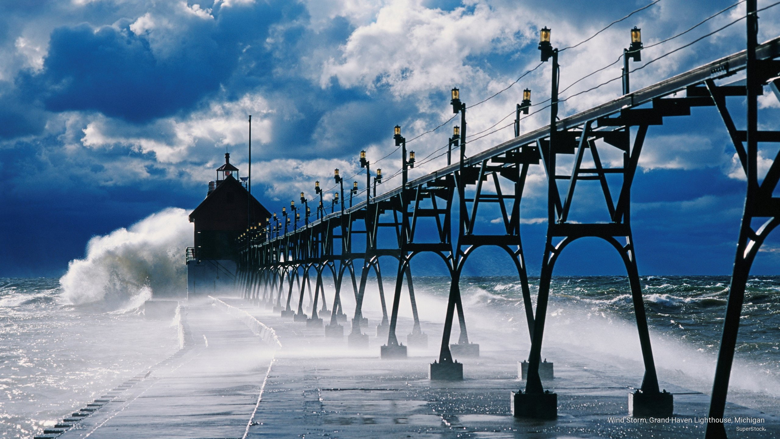wind, haven, grand, 2K, michigan, storm, Weather, lighthouse, HD Wallpaper