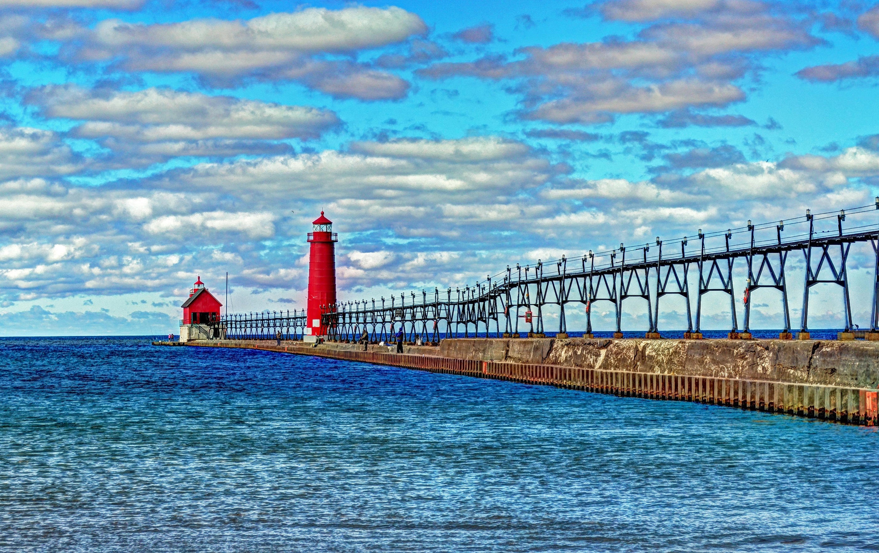 guidance, navigation, lighthouse, built structure, day, building exterior, protection, building, tower, grand haven pier, safety, travel destinations, nature, HD Wallpaper