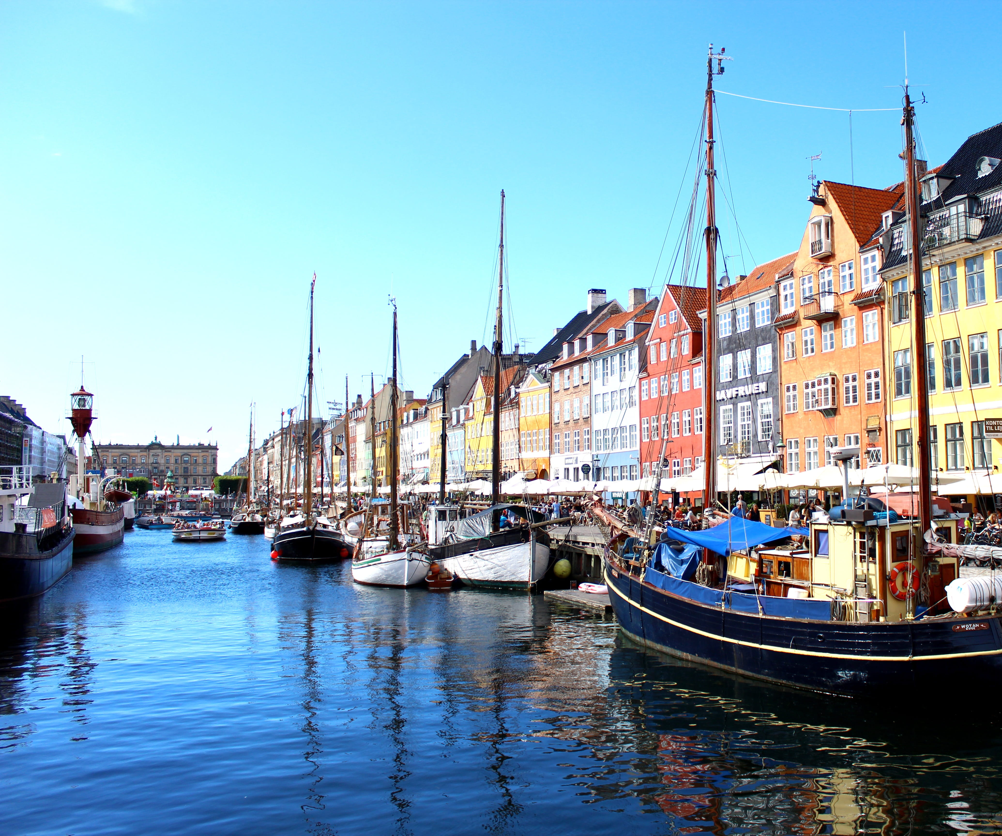 sky, Boat, landscape, no people, waterfront, sailboat, moored, water, building exterior, city, Sea, canal, the sun, mode of transportation, copenhagen, HD Wallpaper