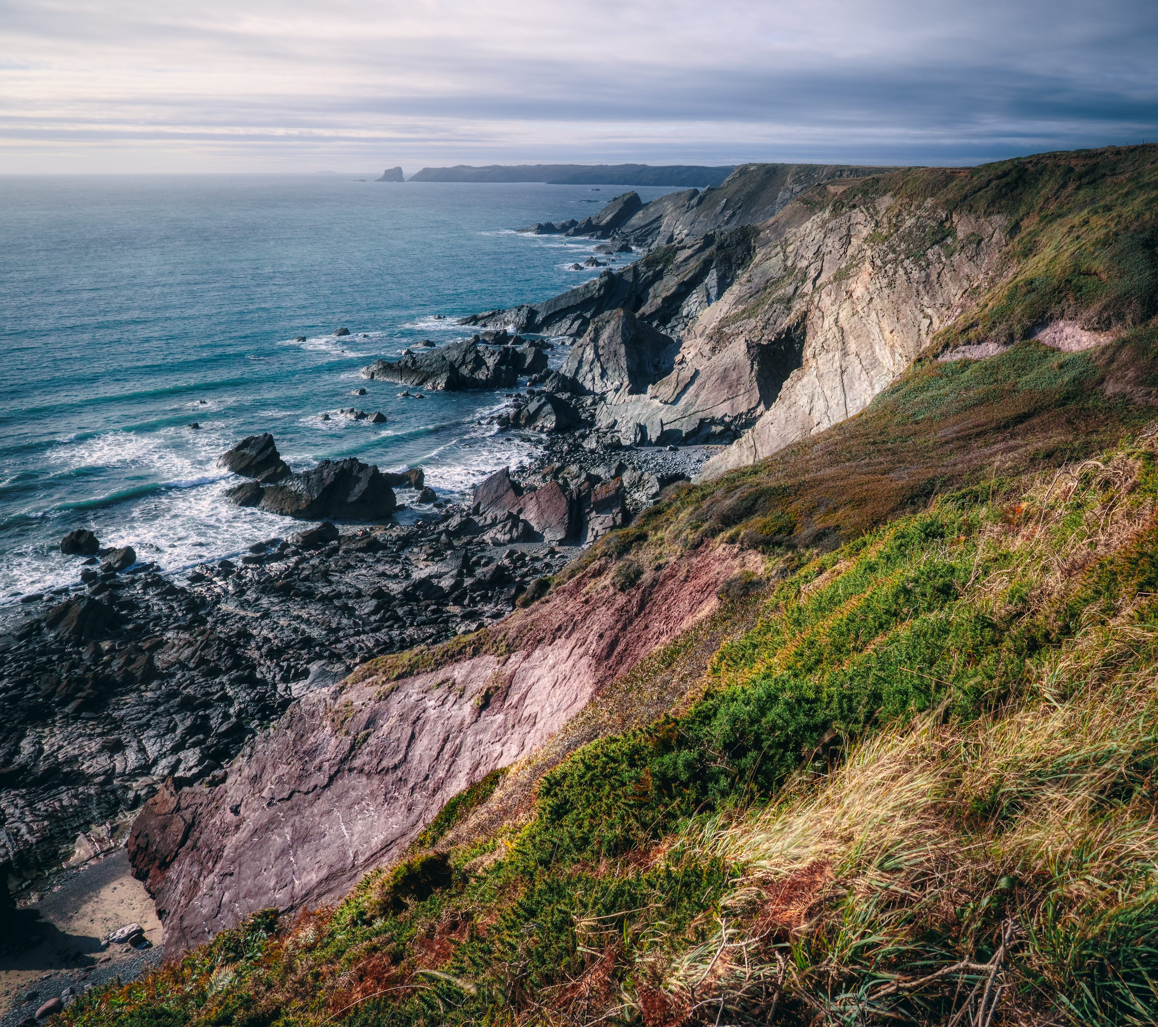 cliff, beauty in nature, tranquil scene, rocky coastline, water, horizon over water, rock formation, seascape, fall, formation, sea, sky, scenics - nature, HD Wallpaper
