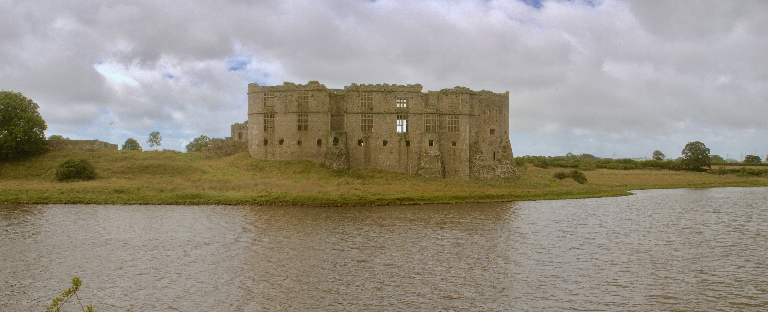 plant, lake, building exterior, the past, sky, building, wales, history, built structure, outdoors, tourism, ruined, architecture, travel, pembrokeshire, HD Wallpaper