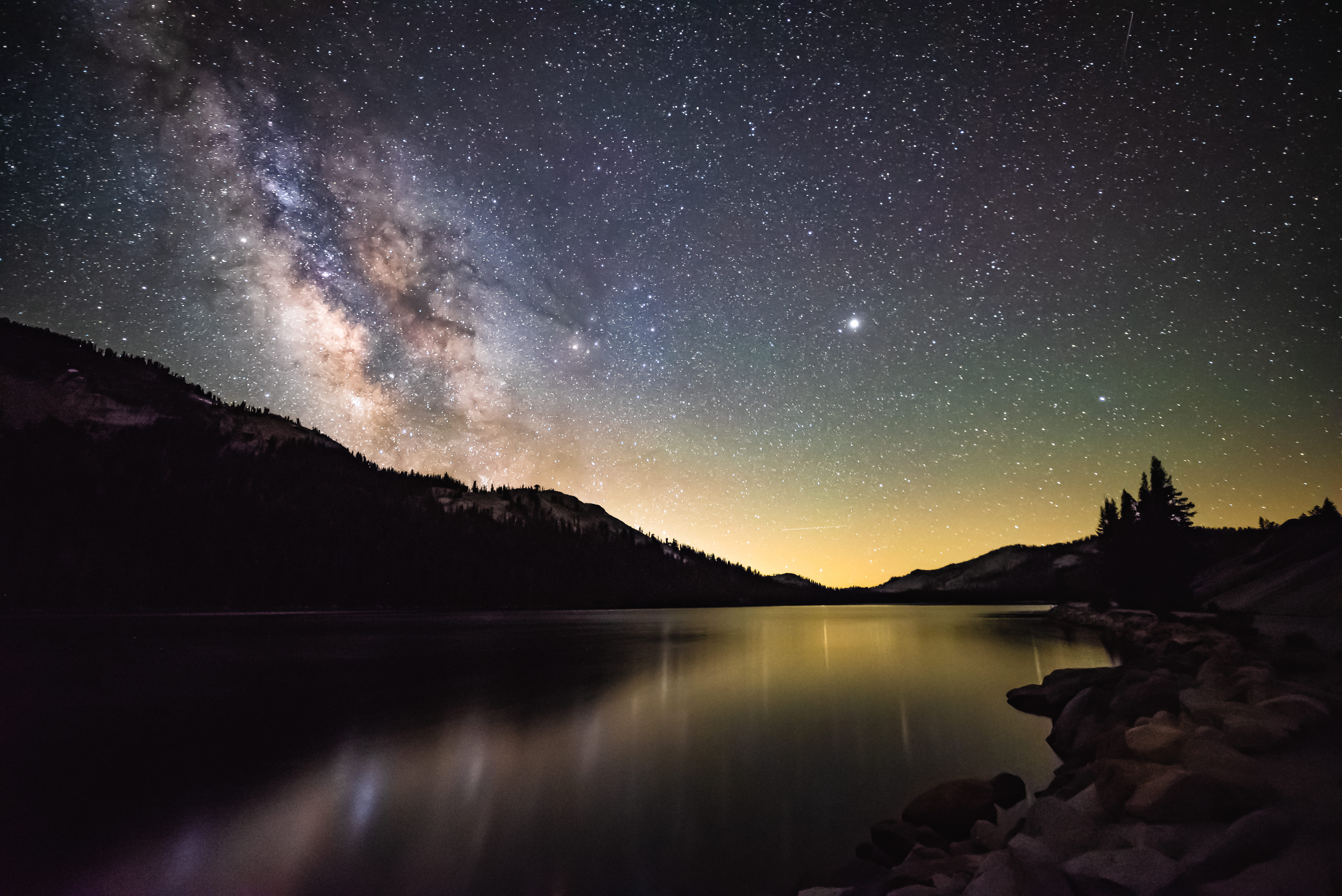 astrophotography, hike, view, idyllic, star, star field, cosmos, 5K, long exposure, milky way, wanderlust, range, skystar, night, landscape, tree, no people, HD Wallpaper