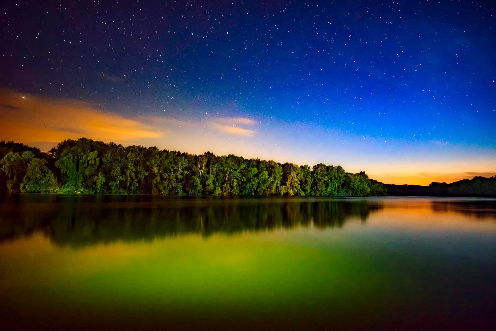 trees, idyllic, constellation, woods, near, astronomy, blue, tranquil scene, space, countryside, star - Space, dusk, galaxy, star, landscape, waterfront, HD Wallpaper