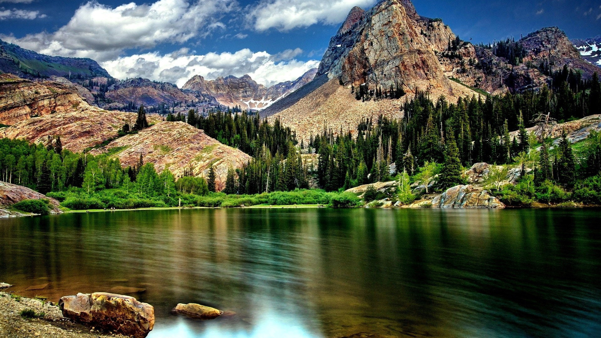 scene, spring, vacation, coastline, reflection, cloud, sky, mountain, park, sea, snow, season, scenery, summer, river, forest, national, water, trees, outdoors, HD Wallpaper