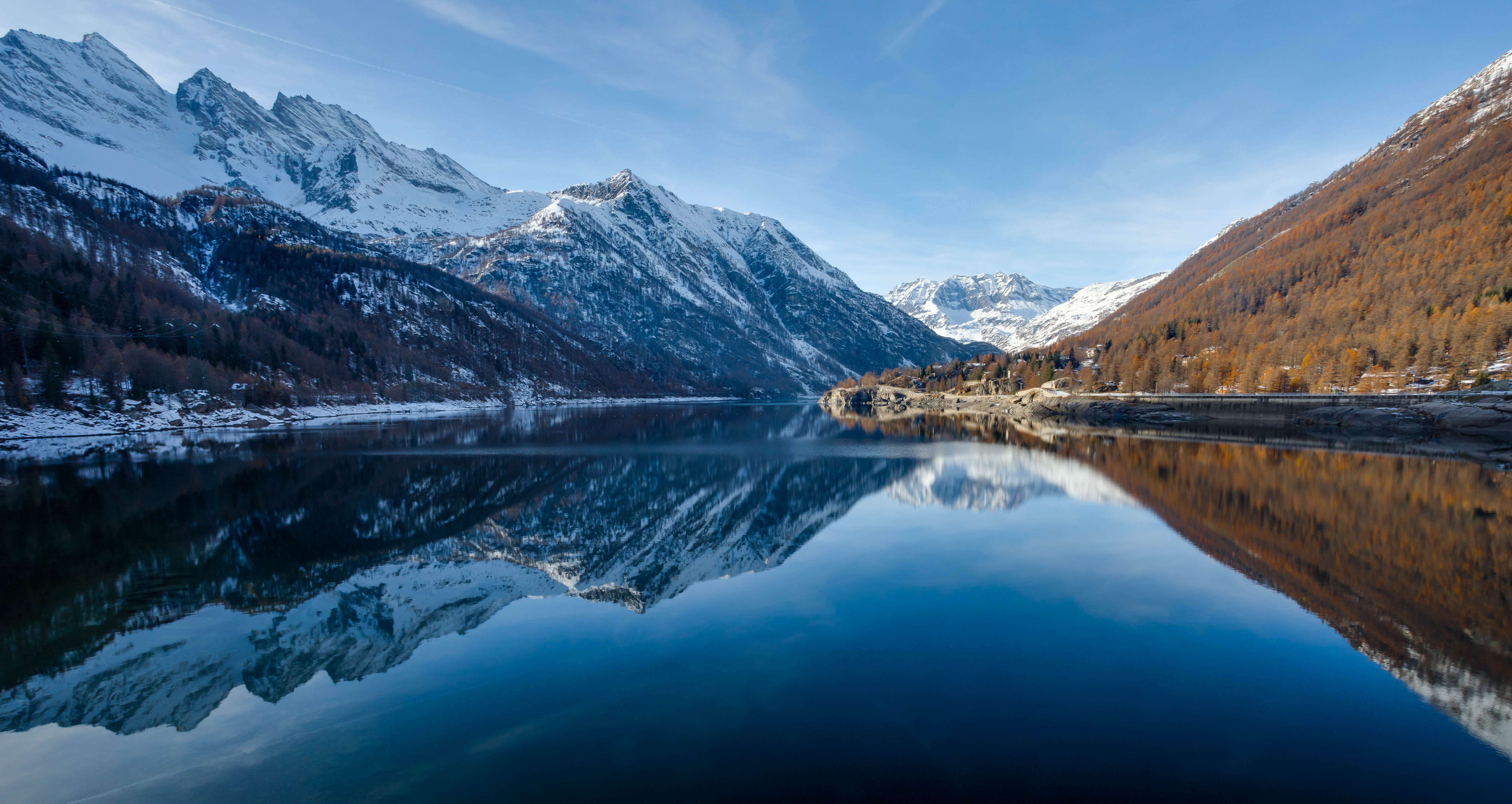 mountain Range, mountain, 4L, calm, EOS 5d Mark III, scenics, sky, outdoors, water, 40mm, mountain Peak, body of water, lake, Orco, Levanne, Valle dAosta, HD Wallpaper