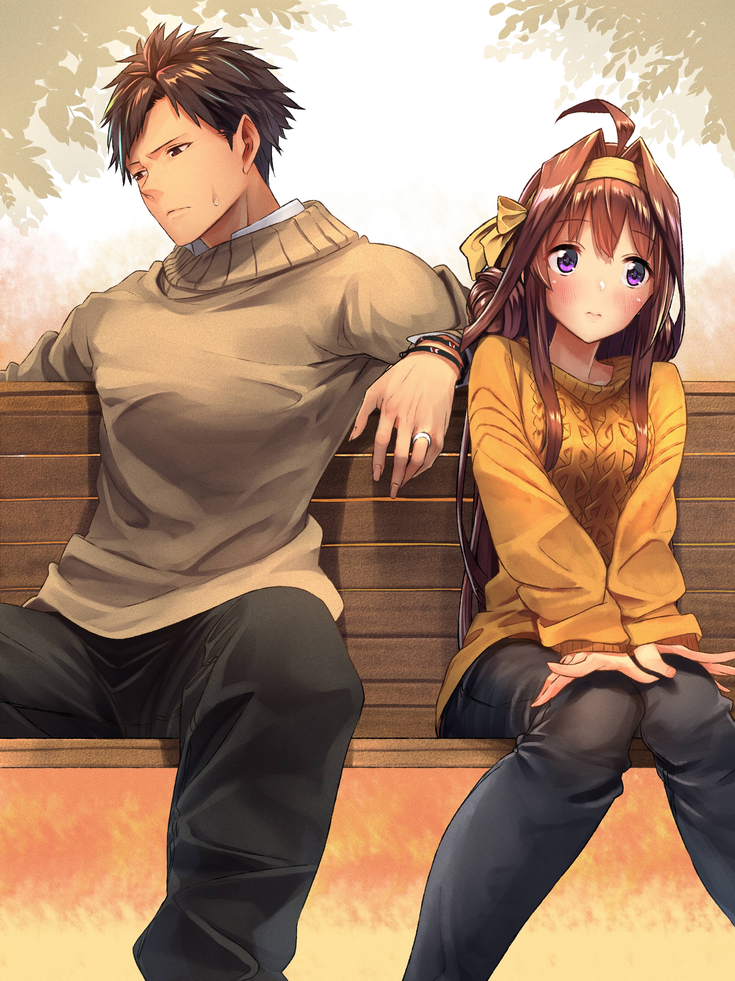 beautiful woman, Anime, activity, shy expression, lifestyles, emotion, couple - relationship, beauty, people, females, portrait, men, kongou, three quarter length, Phone HD Wallpaper