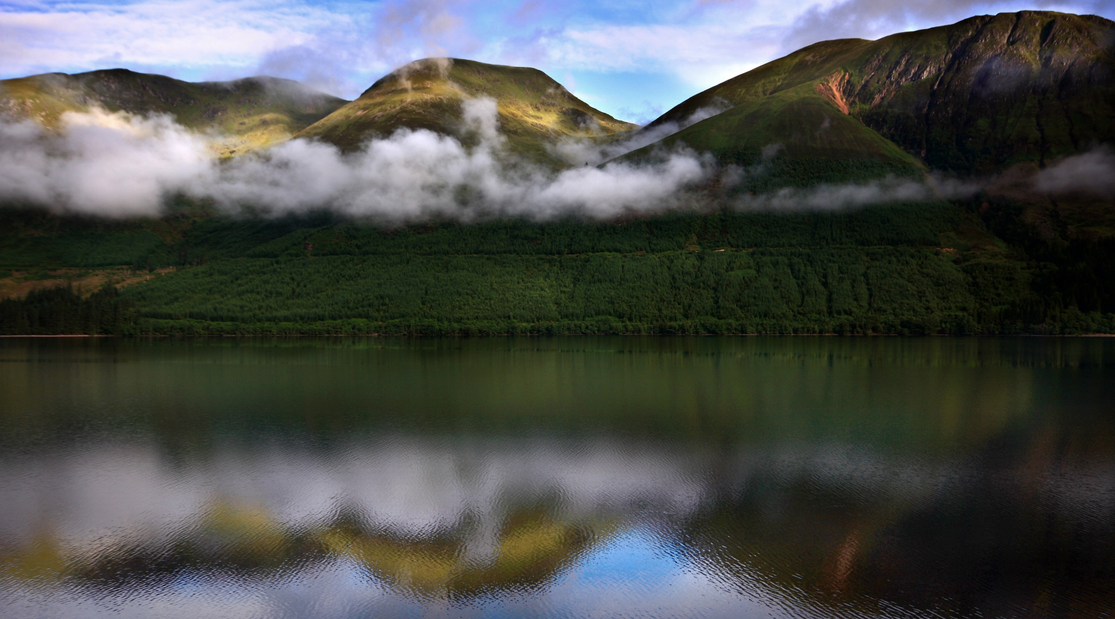4K, mountain range, pollution, beauty in nature, mountainm, Mountains, reflection, day, scenics - nature, green, tranquil scene, Clouds, fogs, no people, HD Wallpaper