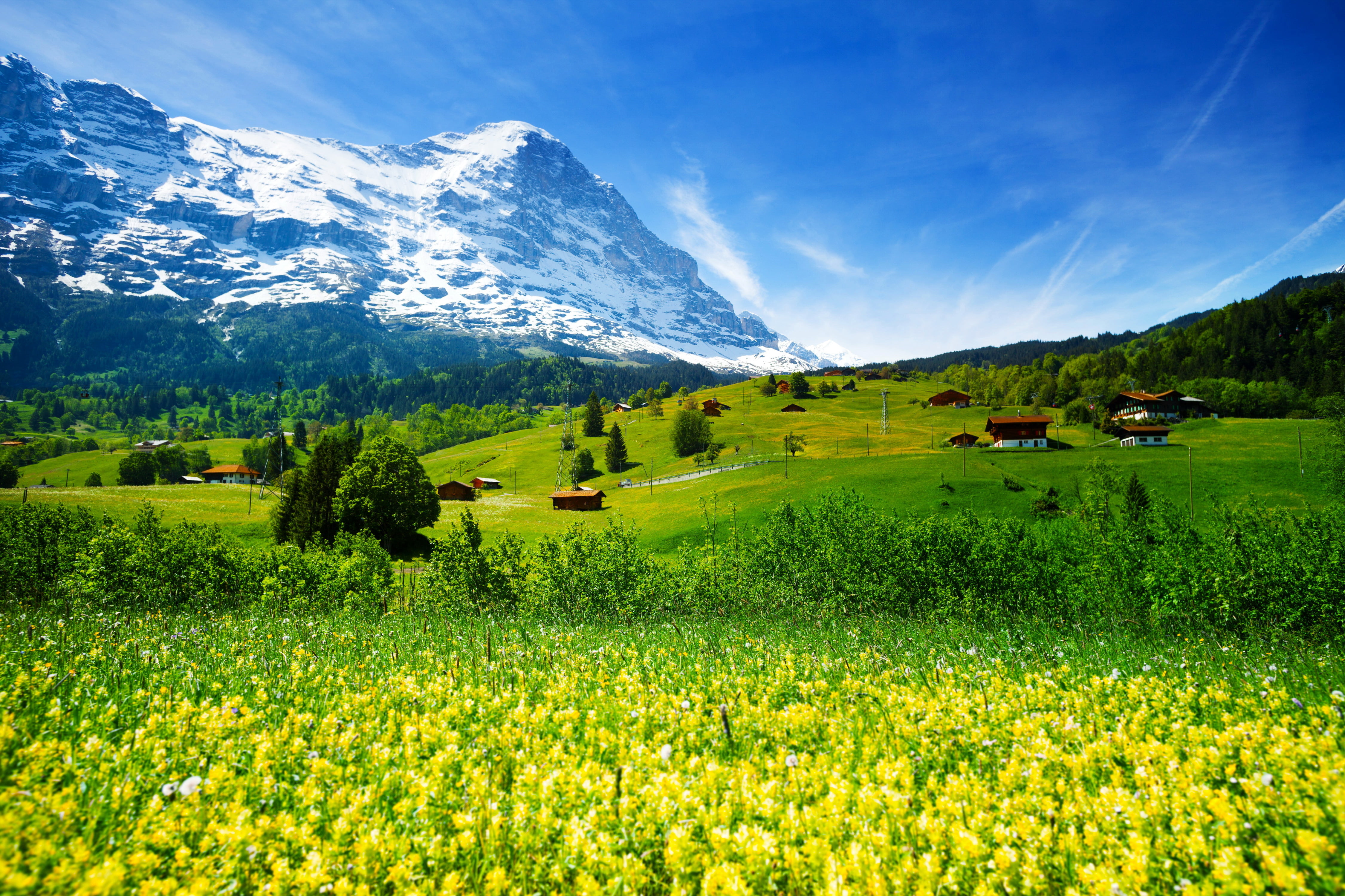 cloud - Sky, landscape, beauty In Nature, scenics - nature, scenics, grass, environment, europe, village, tranquility, yellow, mountains, italy, sunlight, HD Wallpaper
