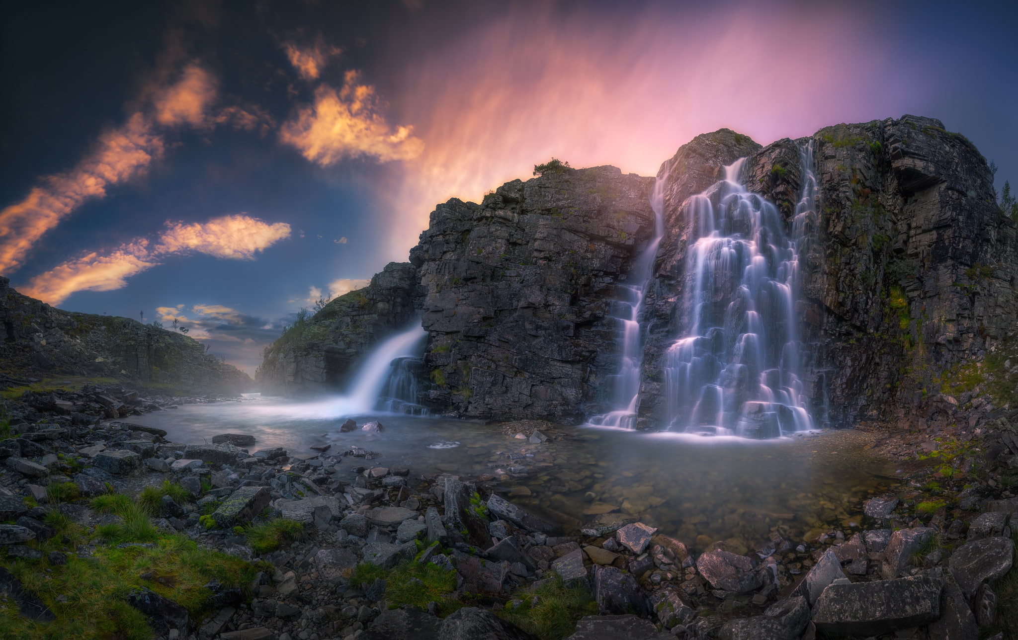 waterfall, nature, water, long exposure, 1080P, HD Wallpaper