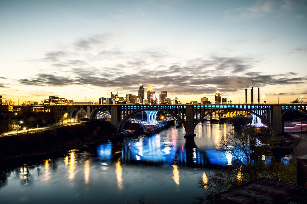 cityscape, connection, bridge - man made structure, built structure, nautical vessel, outdoors, city, water, skyscraper, illuminated, sky, arch, nature, HD Wallpaper