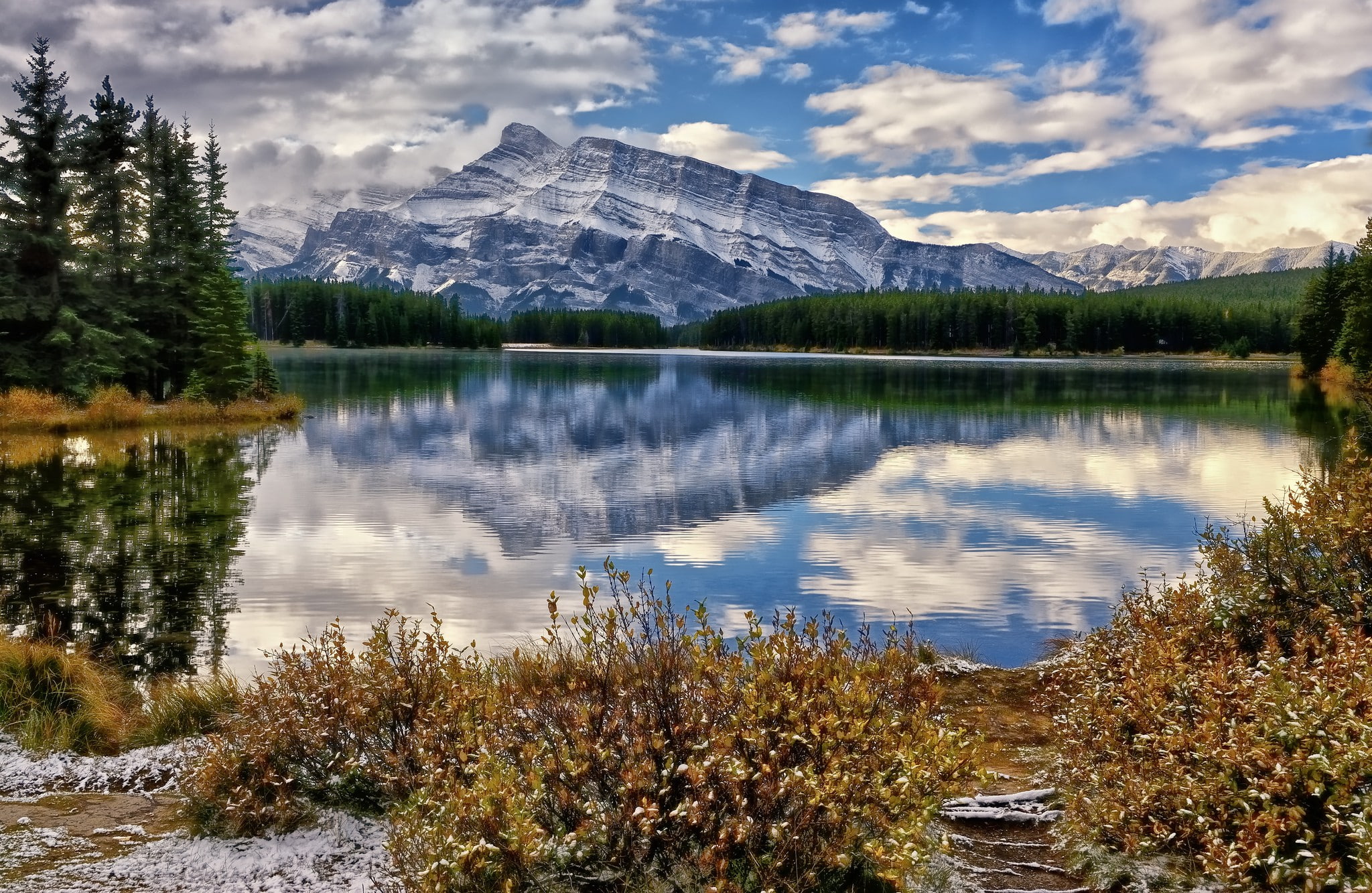 rundle, Canada, park, Banff National Park, mount, Lake, banff, Mount Rundle, mountains, national, 1080P, HD Wallpaper