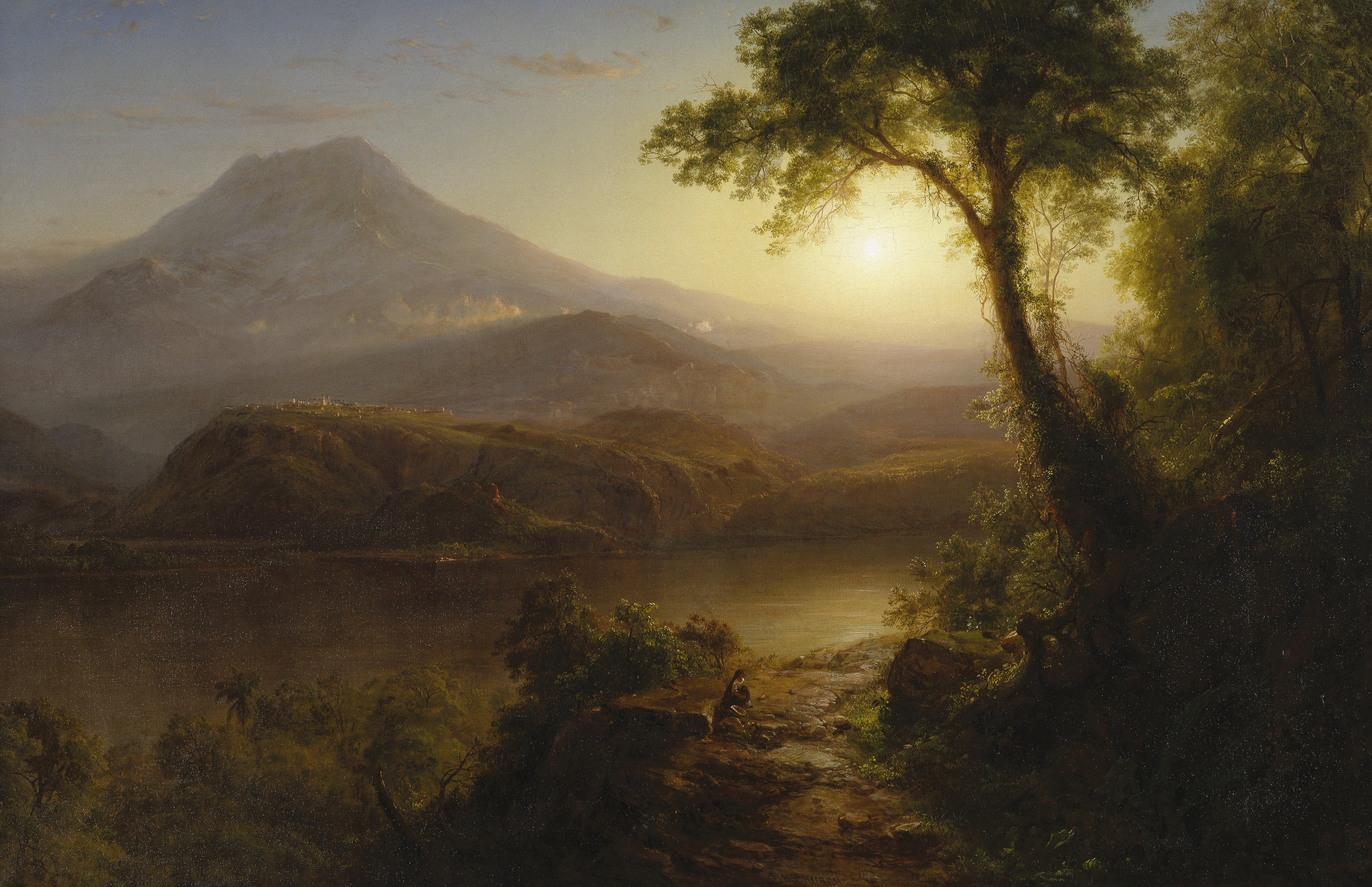 Frederic Edwin Church, The landscape in the Tropics, 5K, nature, tree, picture, mountains, HD Wallpaper