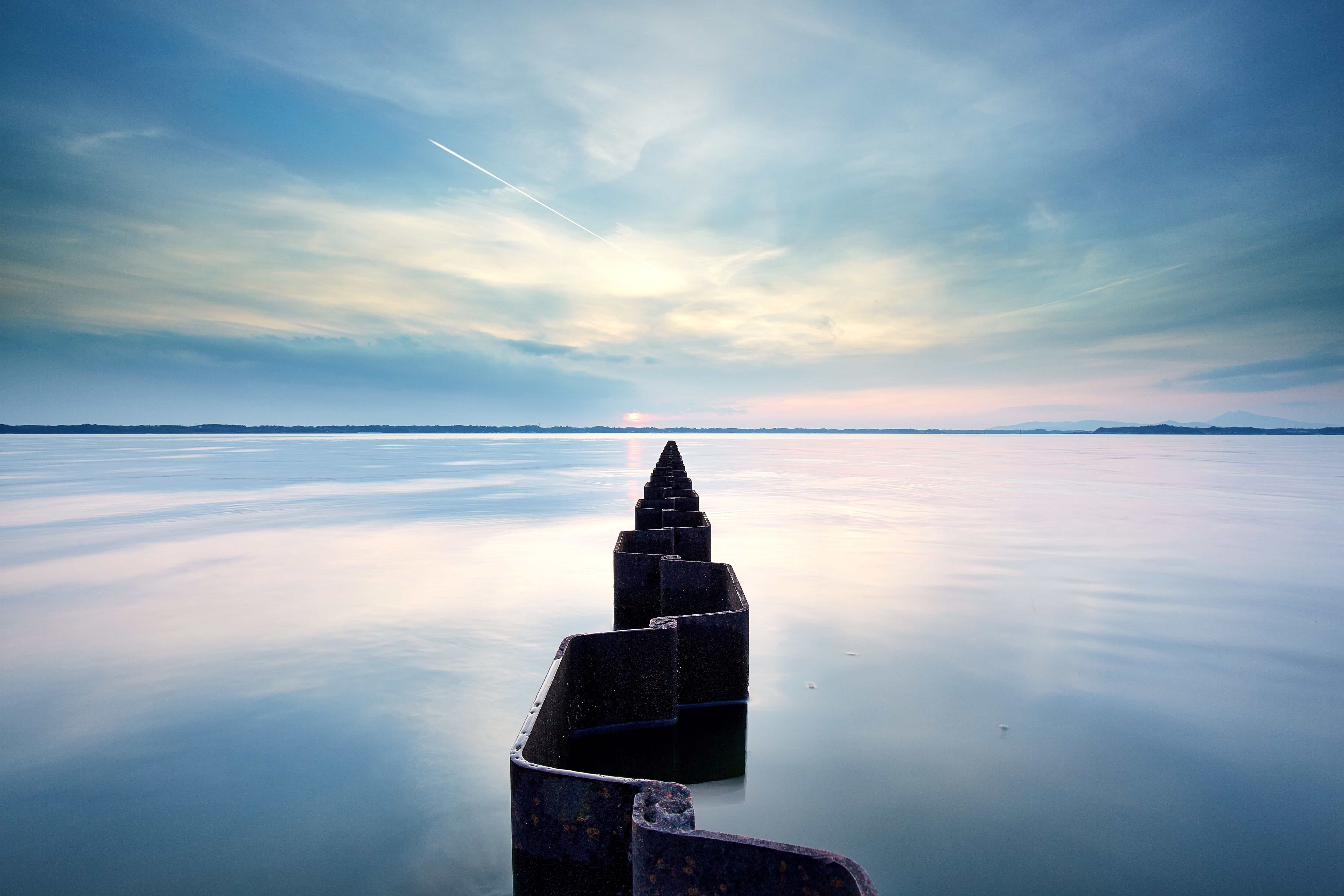 nature, photography, 日本, JAPAN, water, clouds, Canon, no People, pier, sky, outdoors, wall, sea, lake, cloud - Sky, sunset, landscape, Sound of Water, Namegata, HD Wallpaper