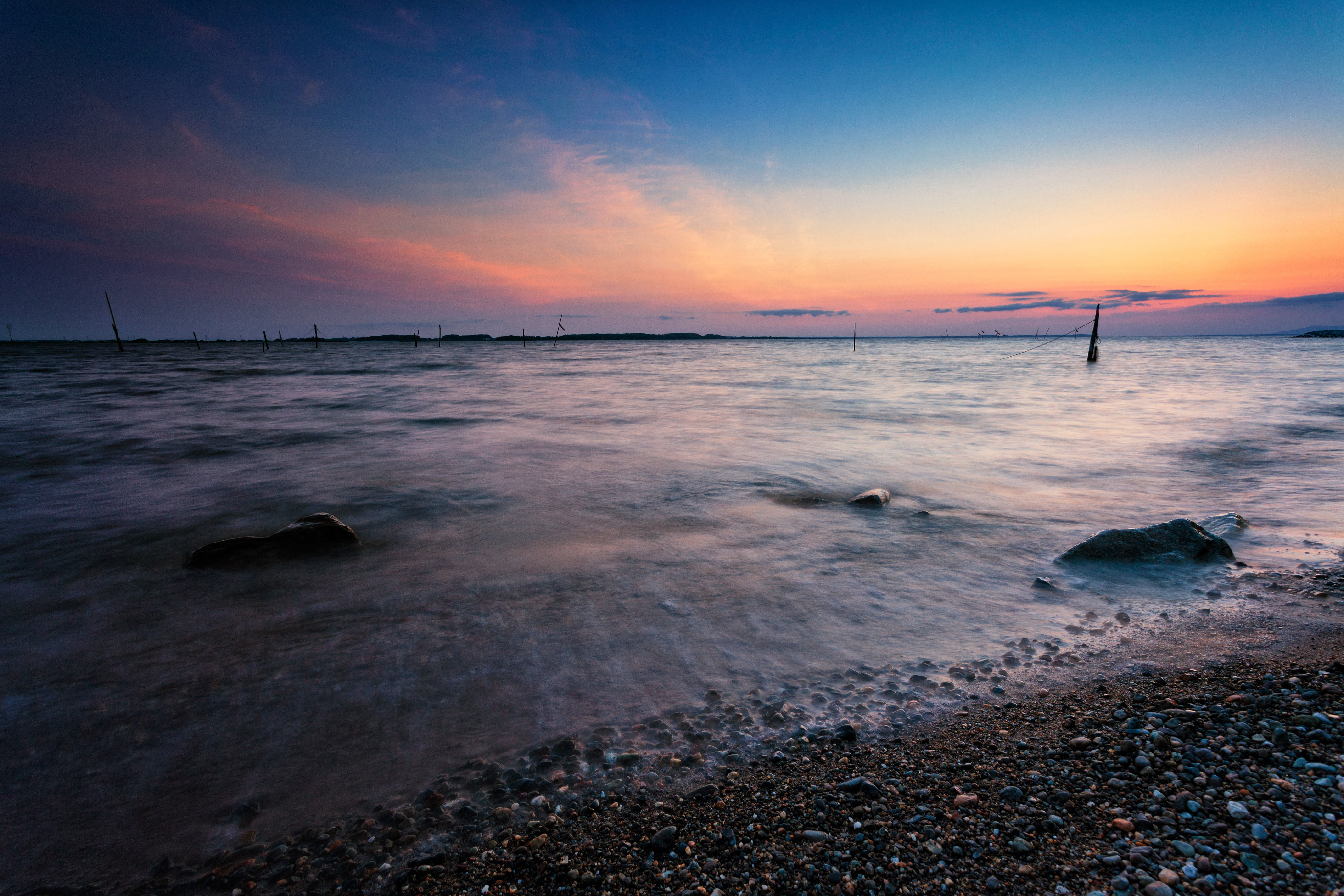 sky, orange, Lake Kasumigaura, water, sea, shi, Namegata, daytime, outdoors, JAPAN, dusk, Sunset @ Lake, Canon  EOS, landscape, beach, sun, sunset, seashore, HD Wallpaper