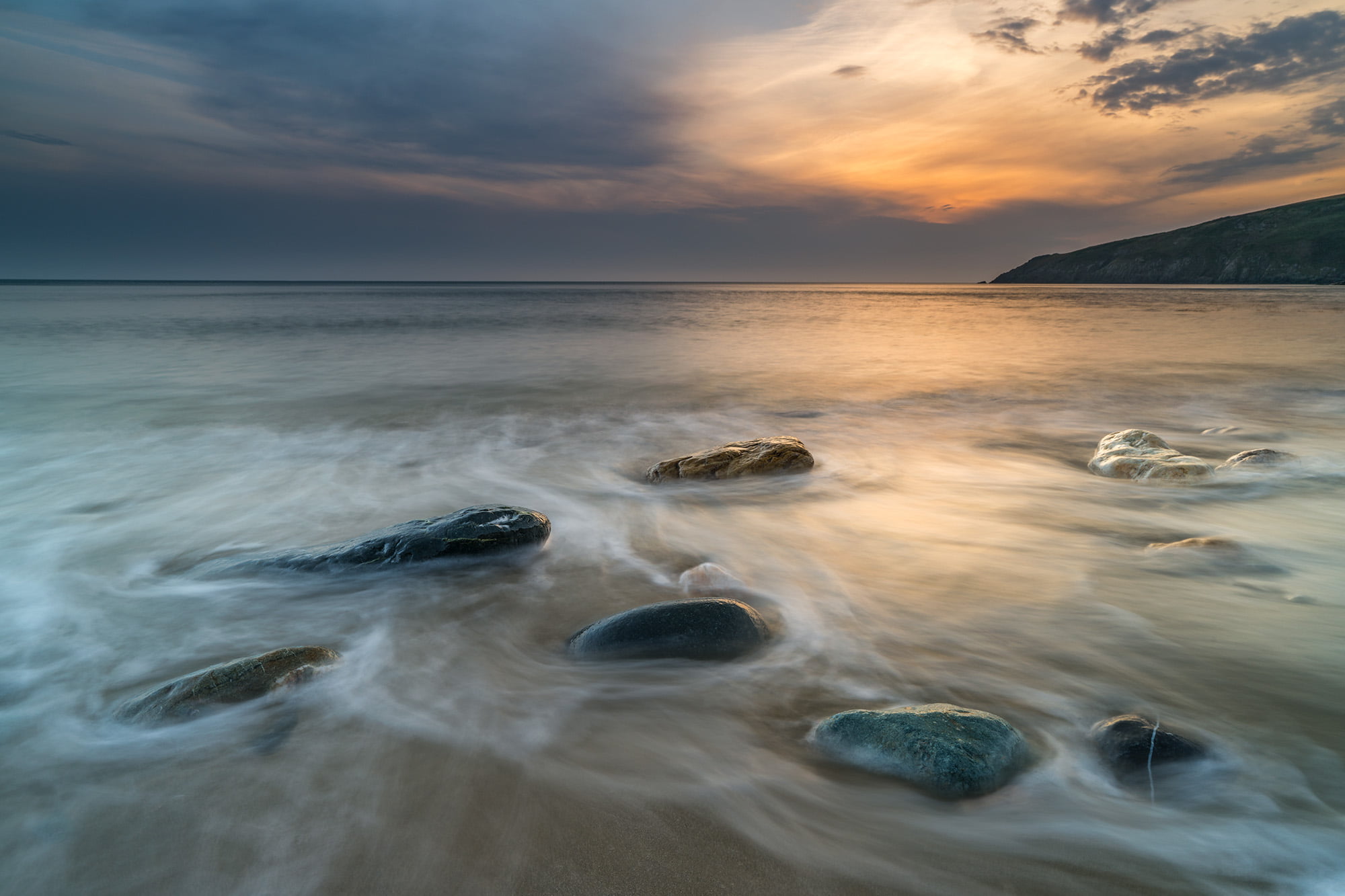 outdoors, seashore, cloud - Sky, scenics, golden hour, hour, wave, coast, Anglesey, golden, landscape, Church  Bay, water, nature, Surf, rock - Object, HD Wallpaper