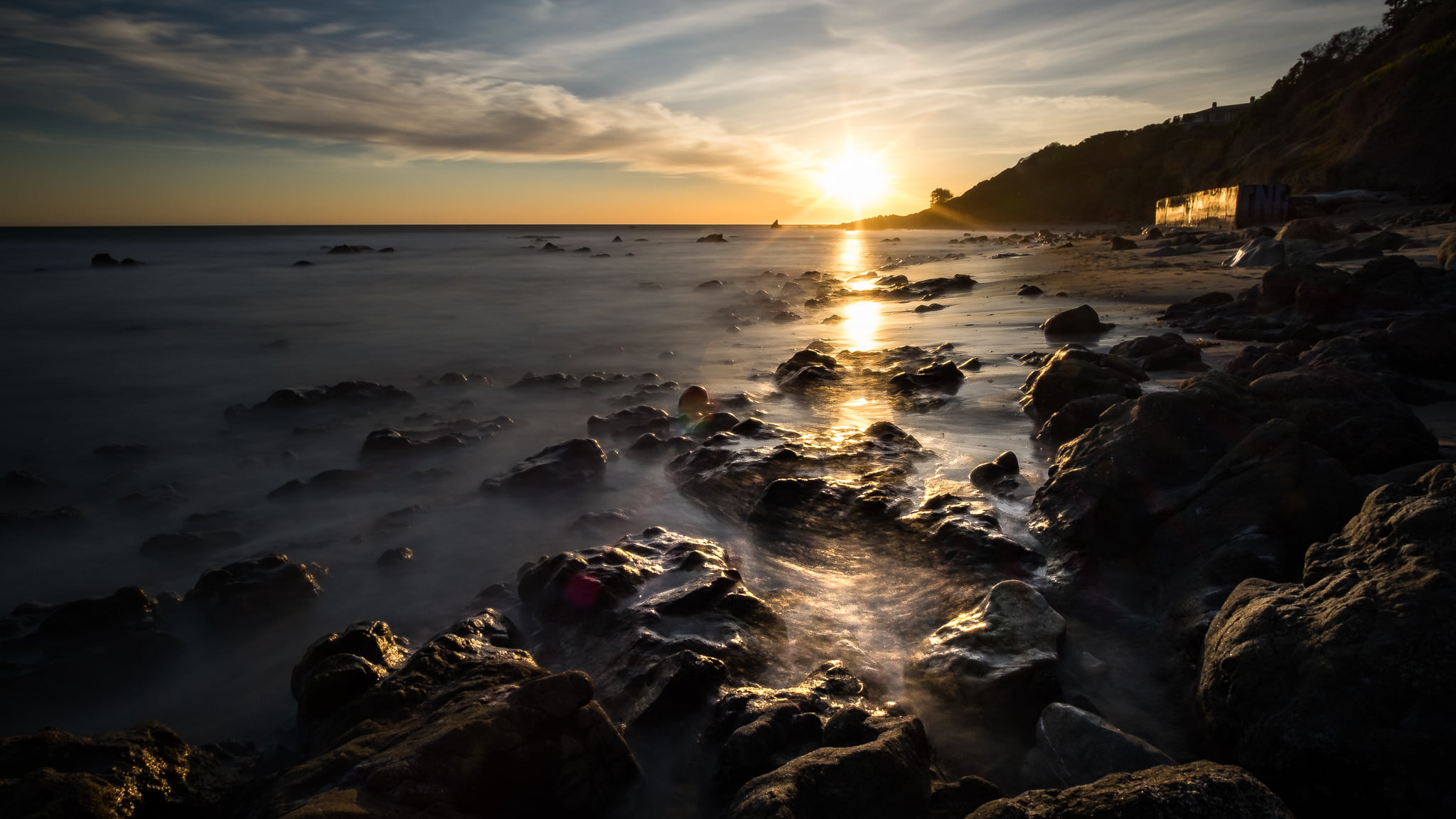 fuji, Malibu, photography, 1080P, landscape, California, sunset, golden hour, long exposure, hour, united states, coastline, california, travel, water, HD Wallpaper