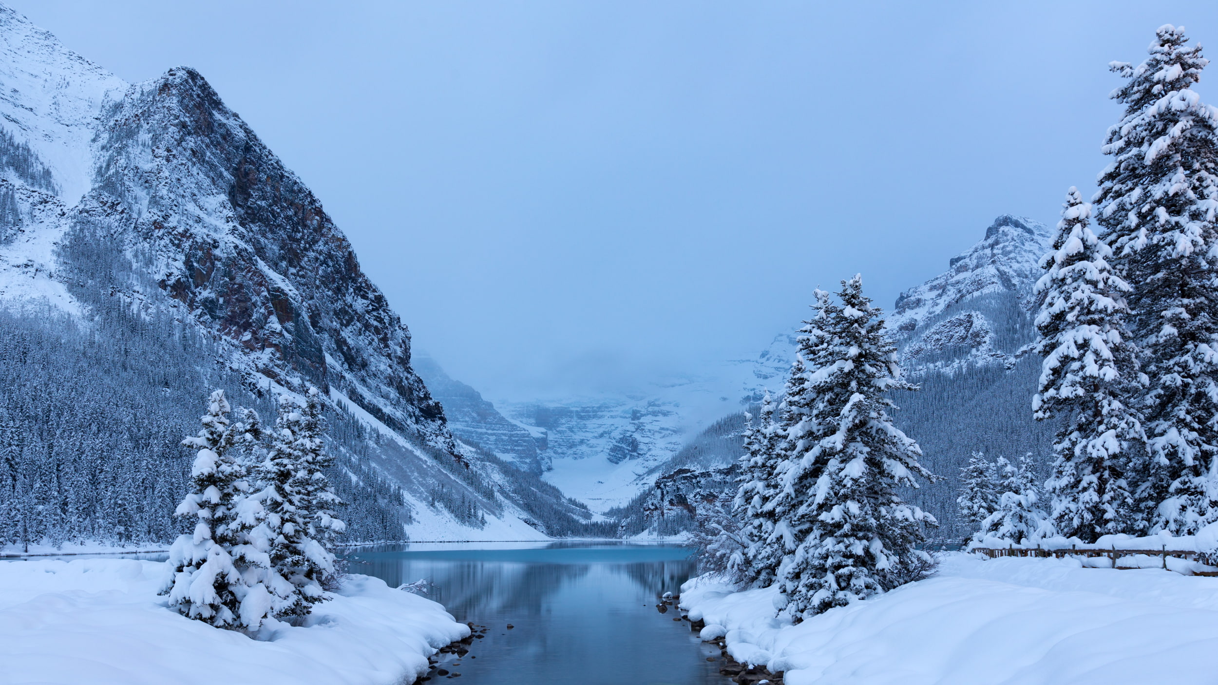 Canadian Rockies, 1080P, Banff National Park, no people, day, Canada, snowing, Albert, snowcapped mountain, tranquil scene, trees, mountains, nature, lake, HD Wallpaper
