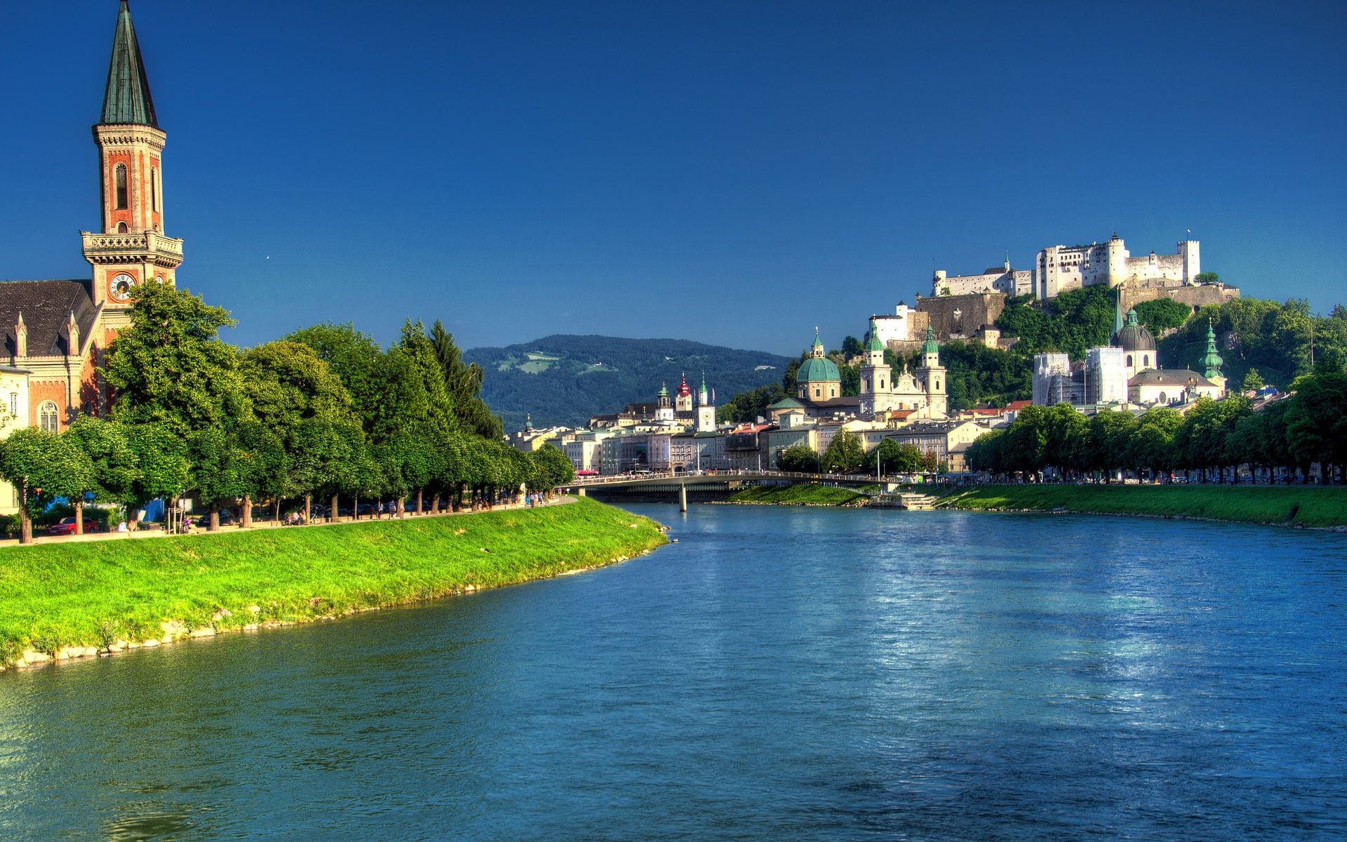 salzach, austria, 1080P, river, salzach river, salzburg, HD Wallpaper