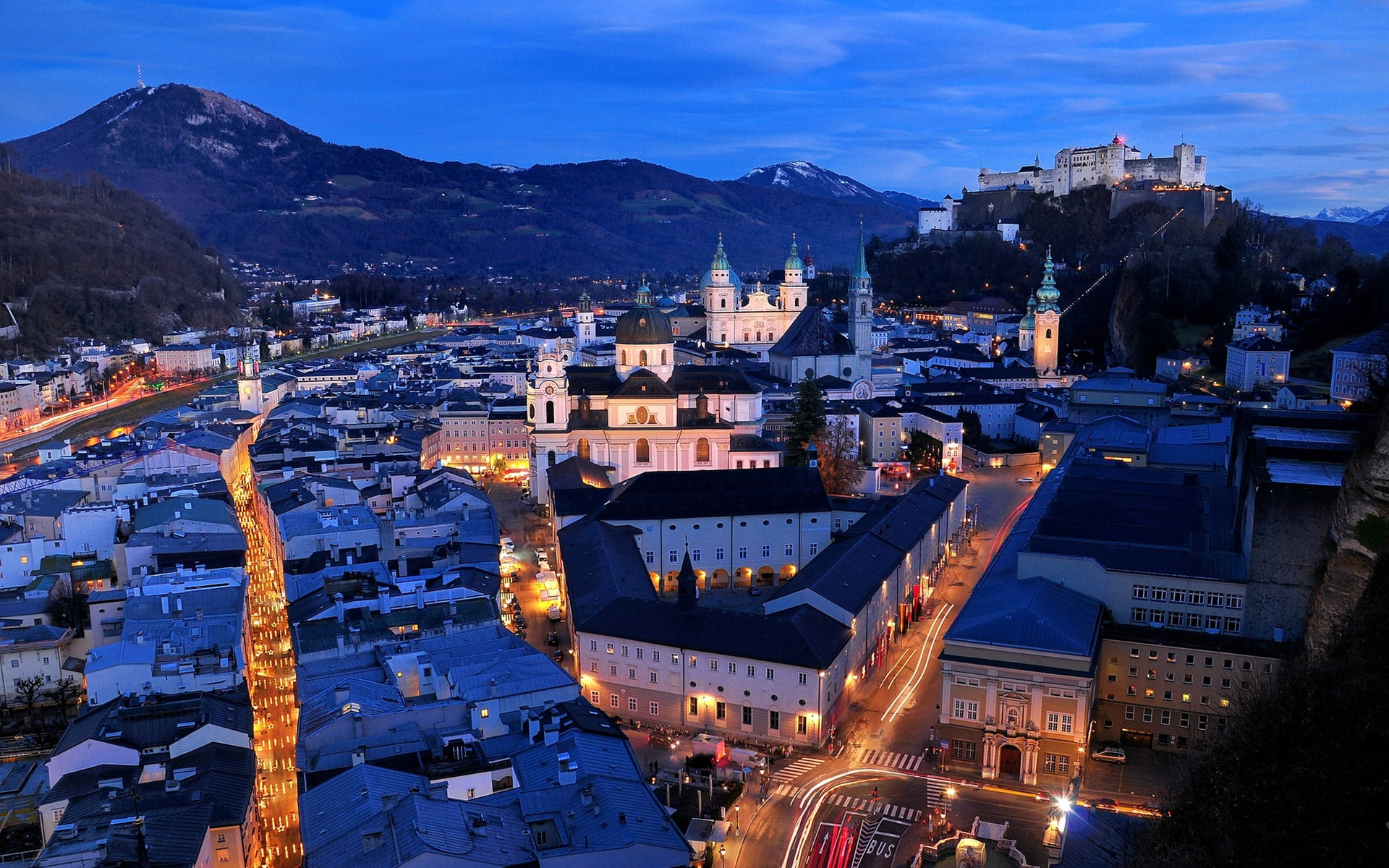 Salzburg, 1080P, city, night, lights, HD Wallpaper