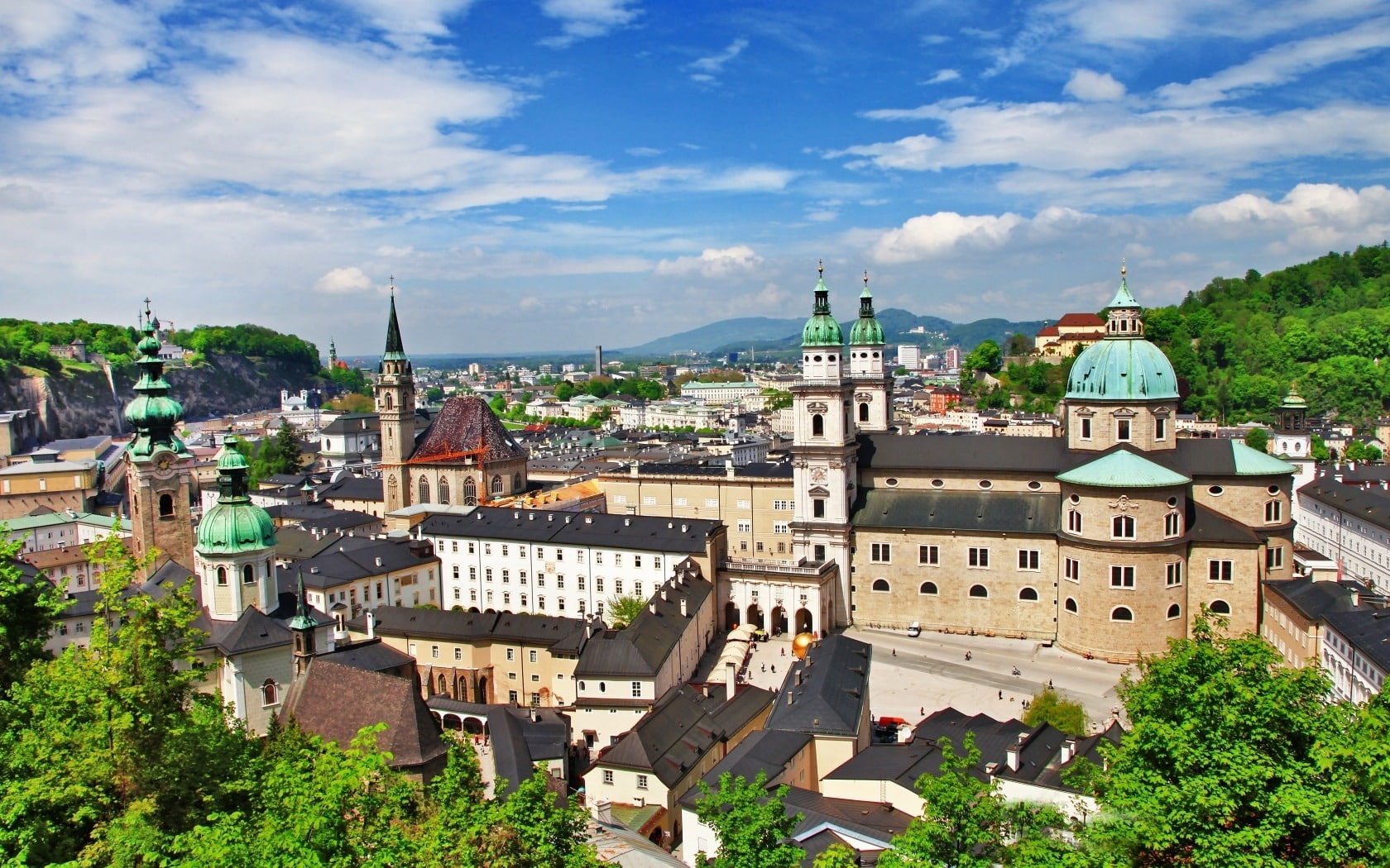 birdge, Salzach, landscape, salzburg, 720P, castle, chapels, cathedral, HD Wallpaper