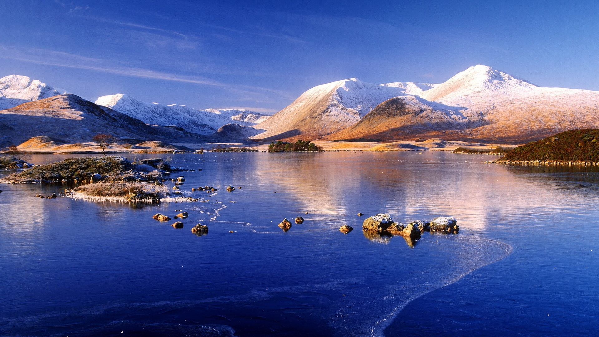 Winter, water, body, Blue, Mountain, front, 1080P, Snow, Ice, Lake, range, Sky, HD Wallpaper