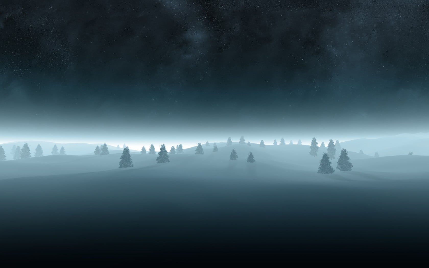 remote, sky, dark, scenics - nature, nature, snow, winter, field, environment, idyllic, outdoors, trees, no people, night, fog, mountain, non-urban scene, HD Wallpaper