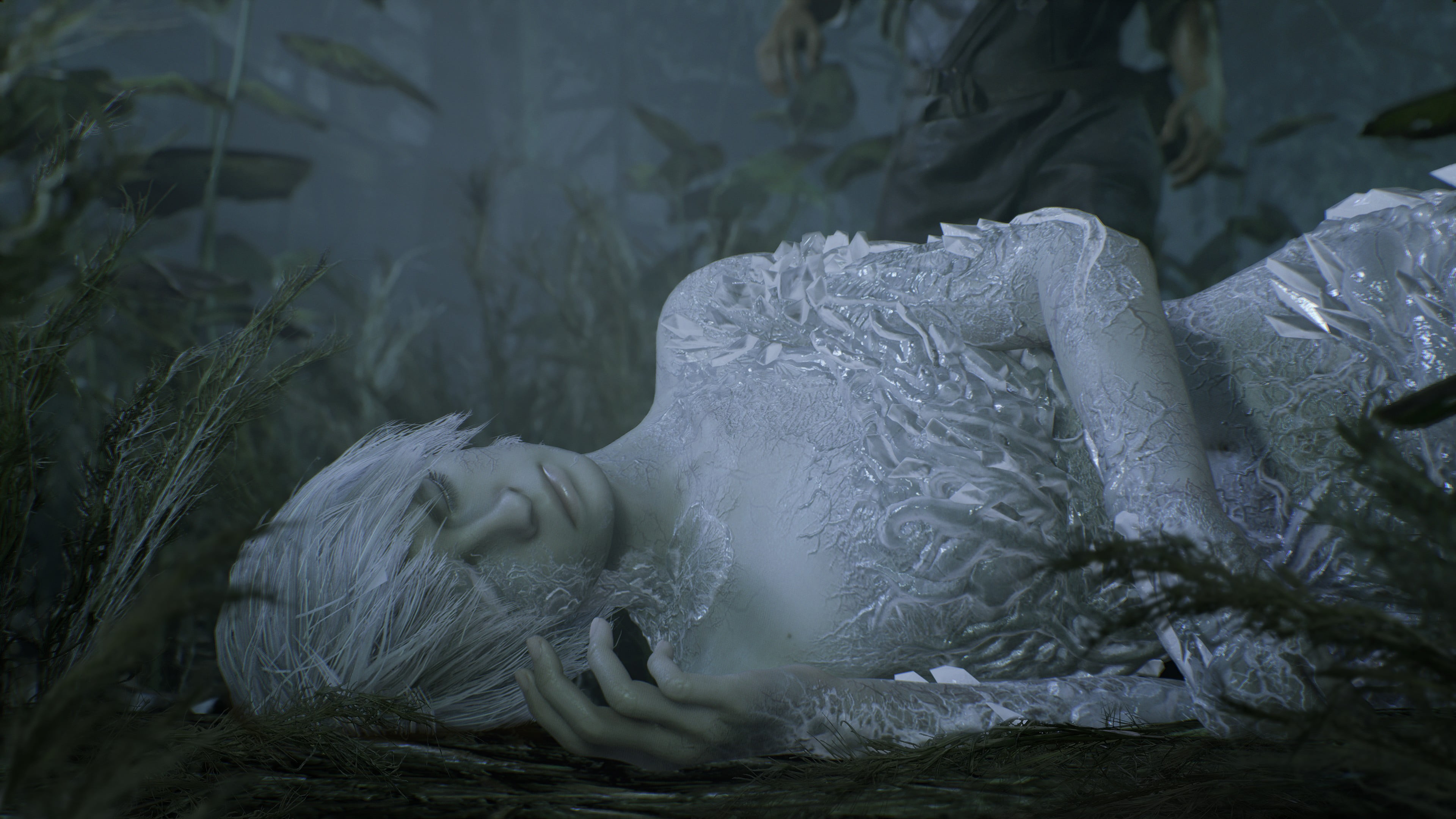 close-up, Resident Evil VII, ice, winter, field, nature, female, outdoors, no people, white color, selective focus, cold temperature, Zoe Baker, character, HD Wallpaper