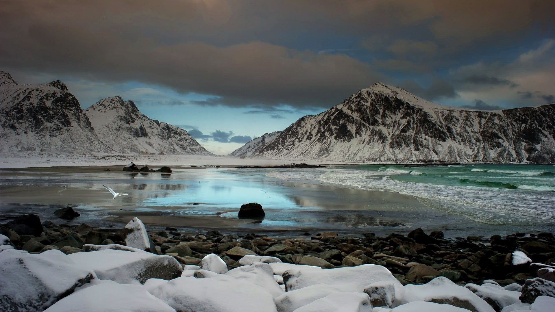 Canada, mountain range, rocks, iceberg, scenics - nature, cloud - sky, nature, snow, snowcapped mountain, non-urban scene, ice, lake, 1080P, near, cold temperature, HD Wallpaper