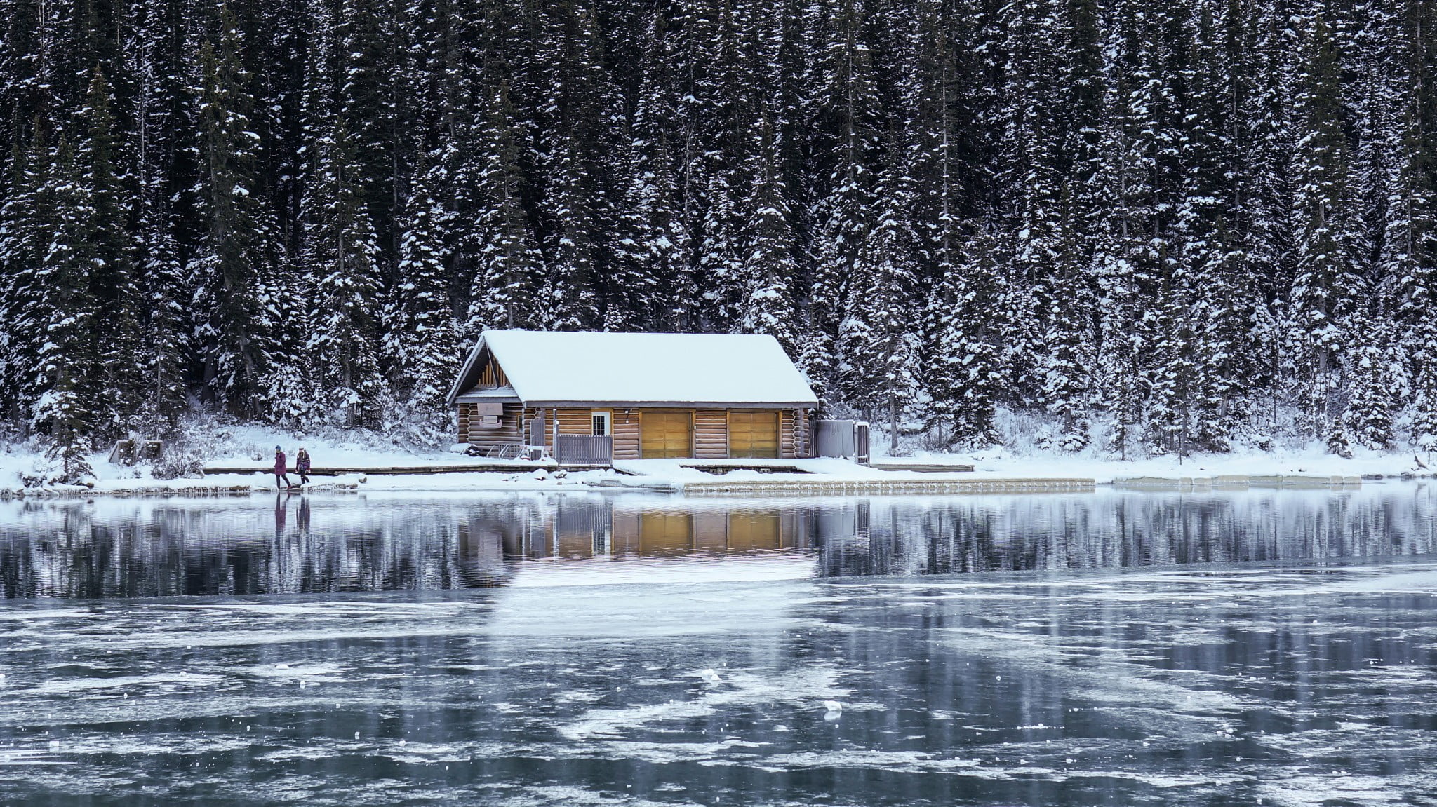 frozen, water, no people, plant, table, tranquility, outdoors, built structure, snowing, scenics - nature, waterfront, snow, black, white, tree, ice, nature, HD Wallpaper