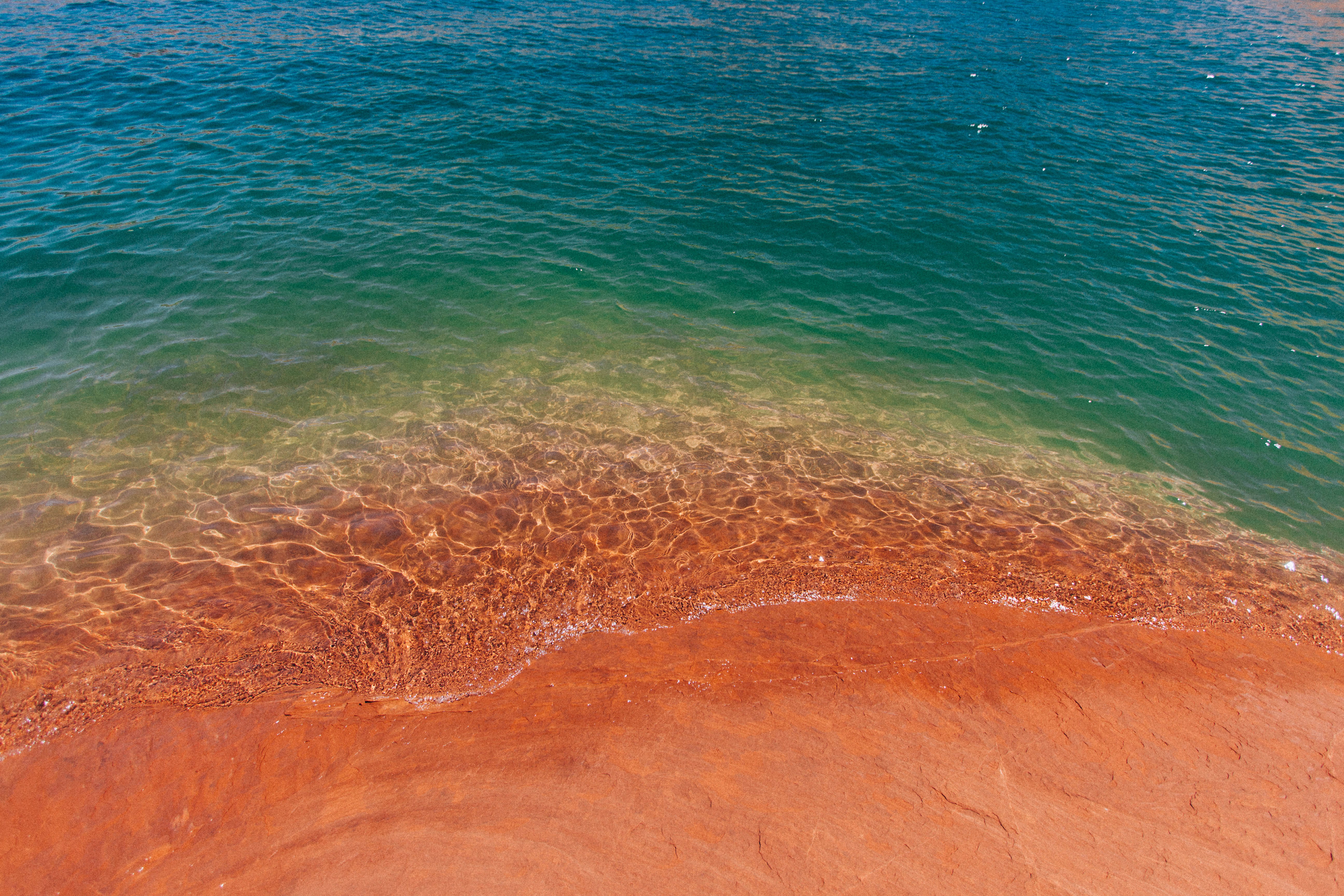 orange, scenics - nature, land, color, seashore, wave, lake, turquoise colored, blue, purity, rippled, beach, outdoors, sea, high angle view, full frame, HD Wallpaper