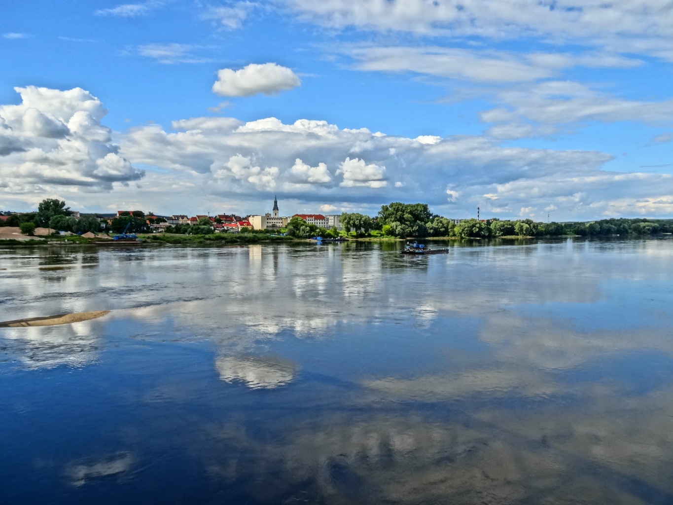 view, tree, built structure, building exterior, day, reflection, lake, tranquil scene, bydgoszcz, nature, no people, water, scenics - nature, cloud - sky, HD Wallpaper