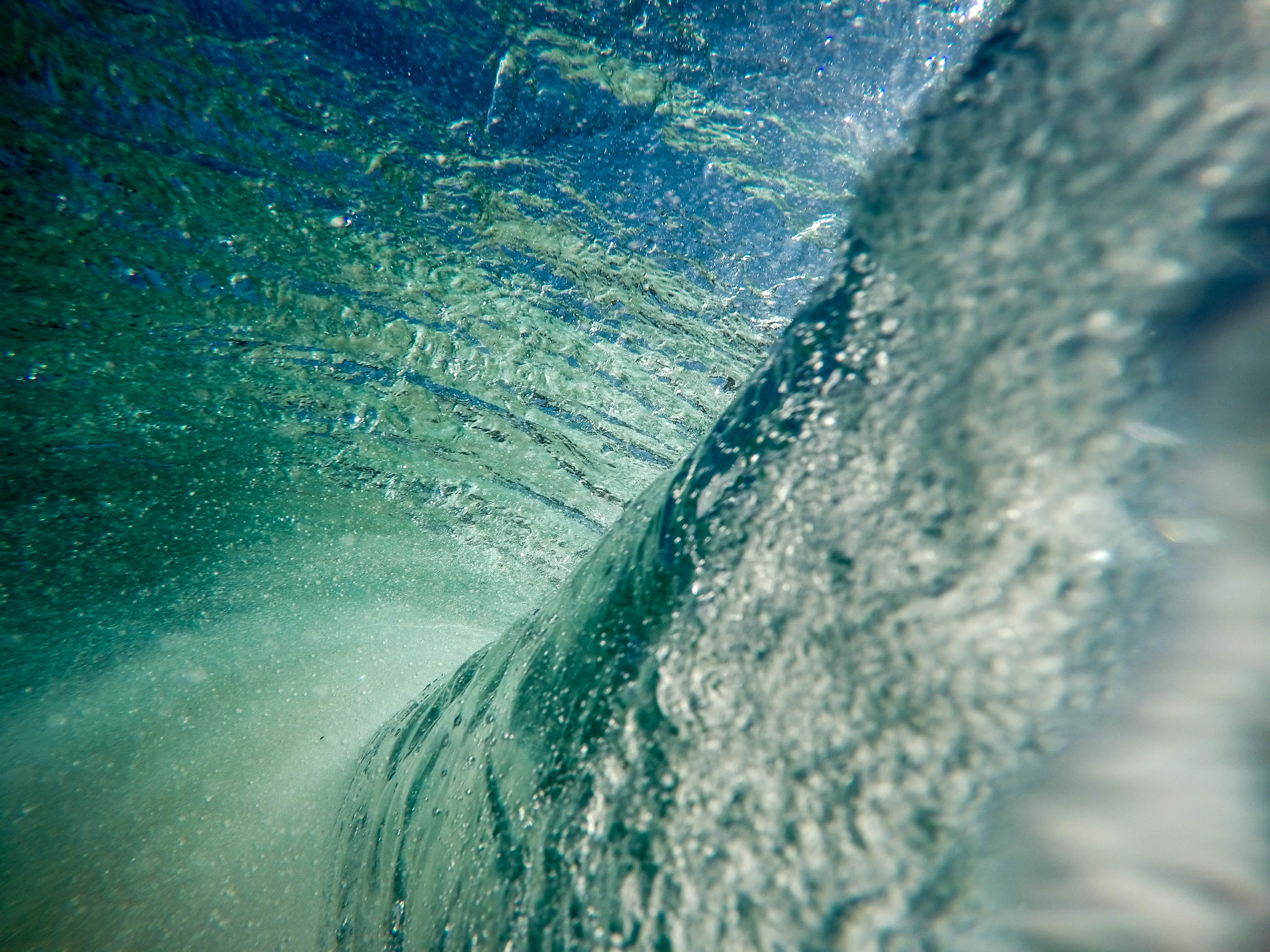 inside, blue, day, crash, foam, waterfront, close-up, flowing water, tube, glassy, nature, no people, ocean, aquatic sport, outdoors, splash, liquid, motion, HD Wallpaper