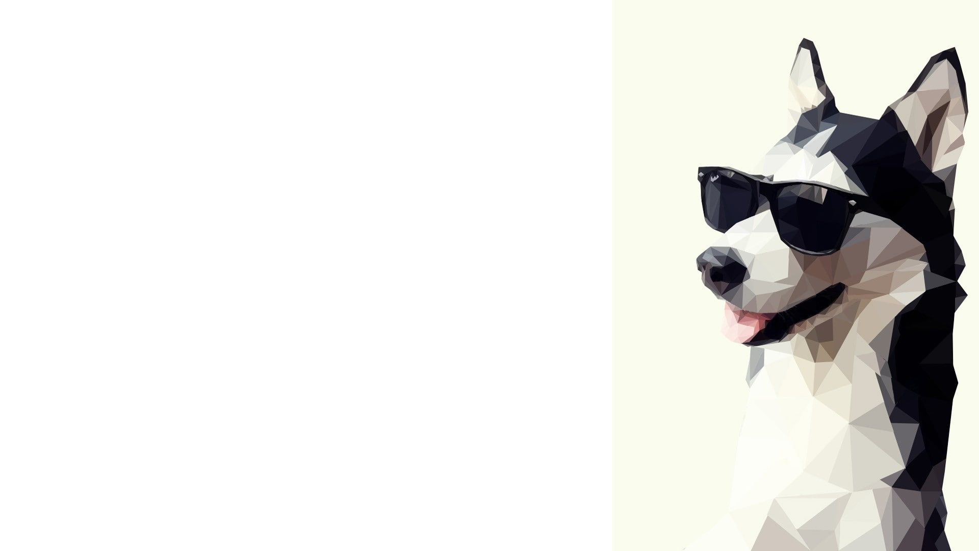 Siberian Husky, 1080P, low poly, artwork, sunglasses, simple background, dog, animals, HD Wallpaper