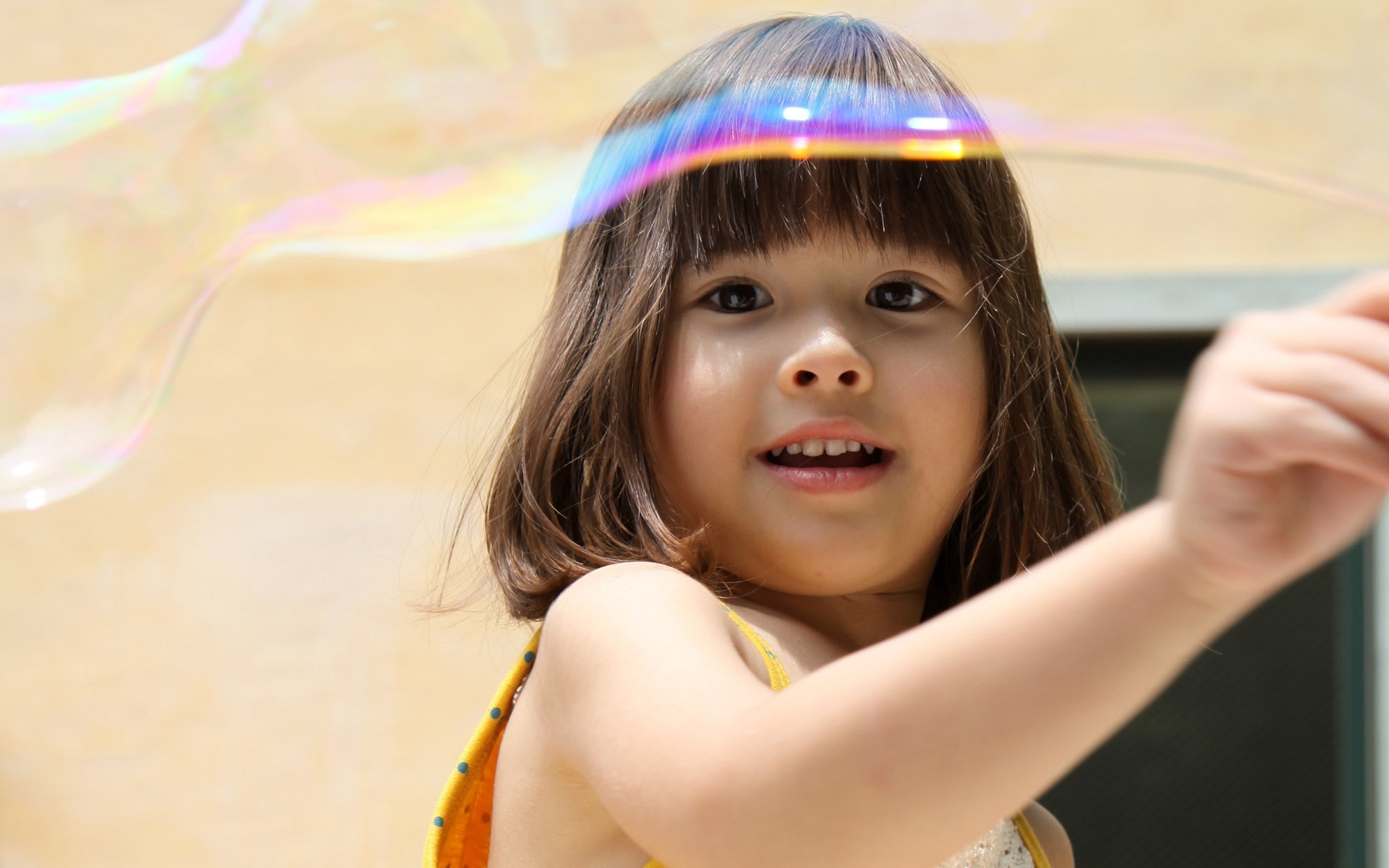 bubbles, 1080P, Cute, soap, Girl, play, Children, HD Wallpaper