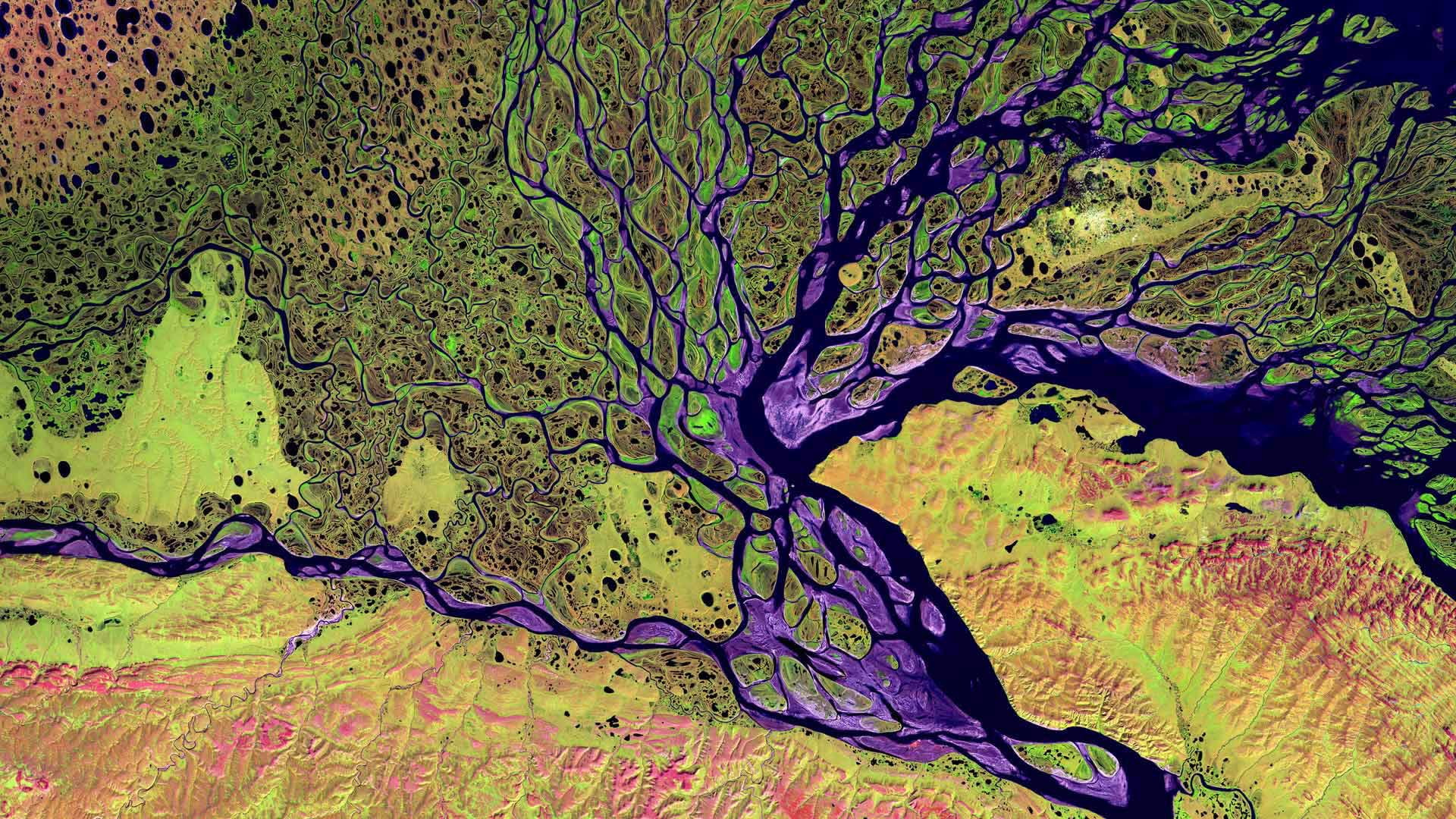aerial view, river, 1080P, Lena (River), Siberia, HD Wallpaper