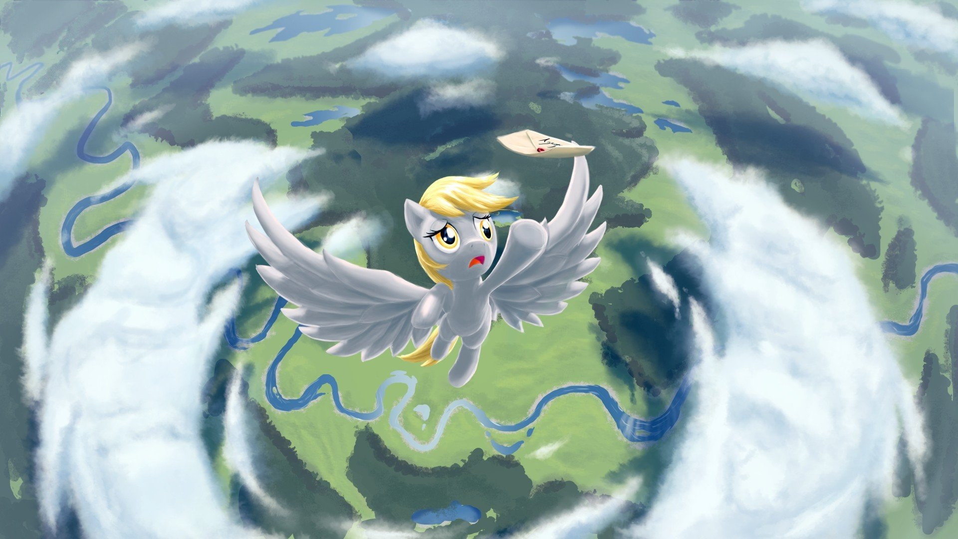 pony, friendship, skies, derpy, point, 1080P, perspective, ditzy, letter, magic, doo, ponies, azenge, hooves, HD Wallpaper